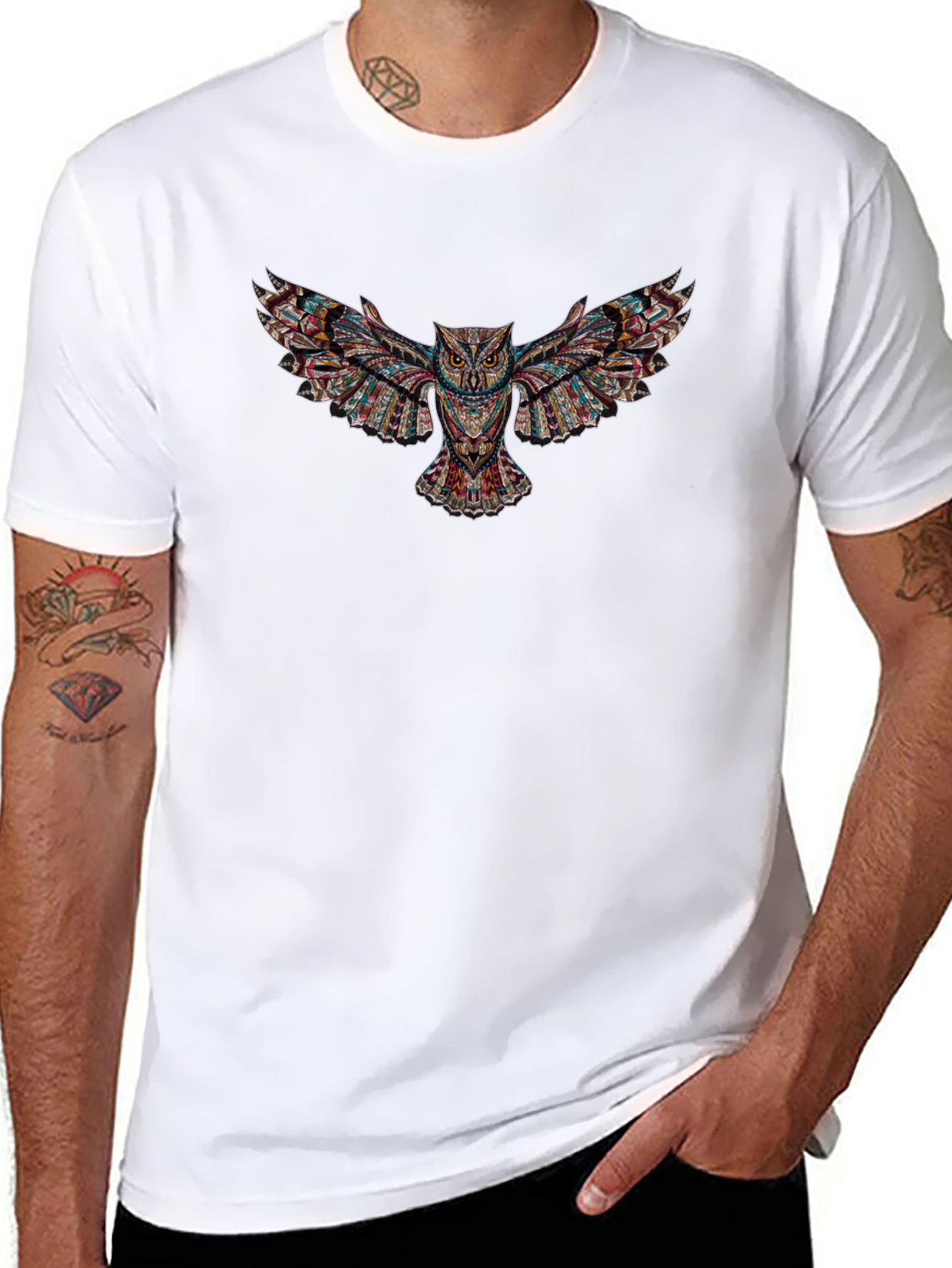 Tribal Owl Graphic Tee - Mens Black T-Shirt
