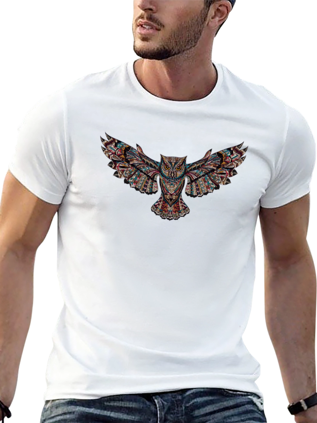 Tribal Owl Graphic Tee - Mens Black T-Shirt