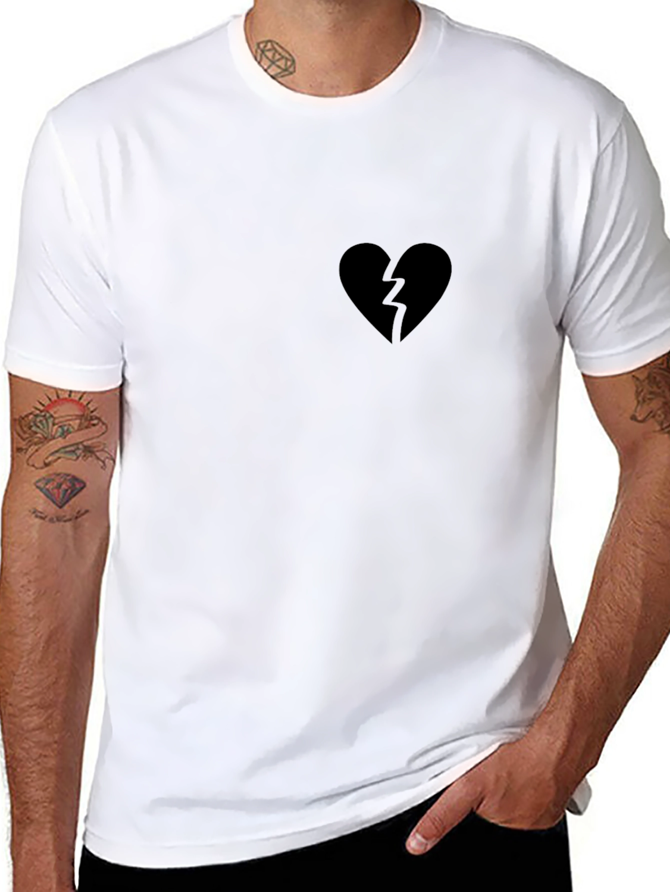 Broken Heart Graphic Tee - Black Casual Shirt