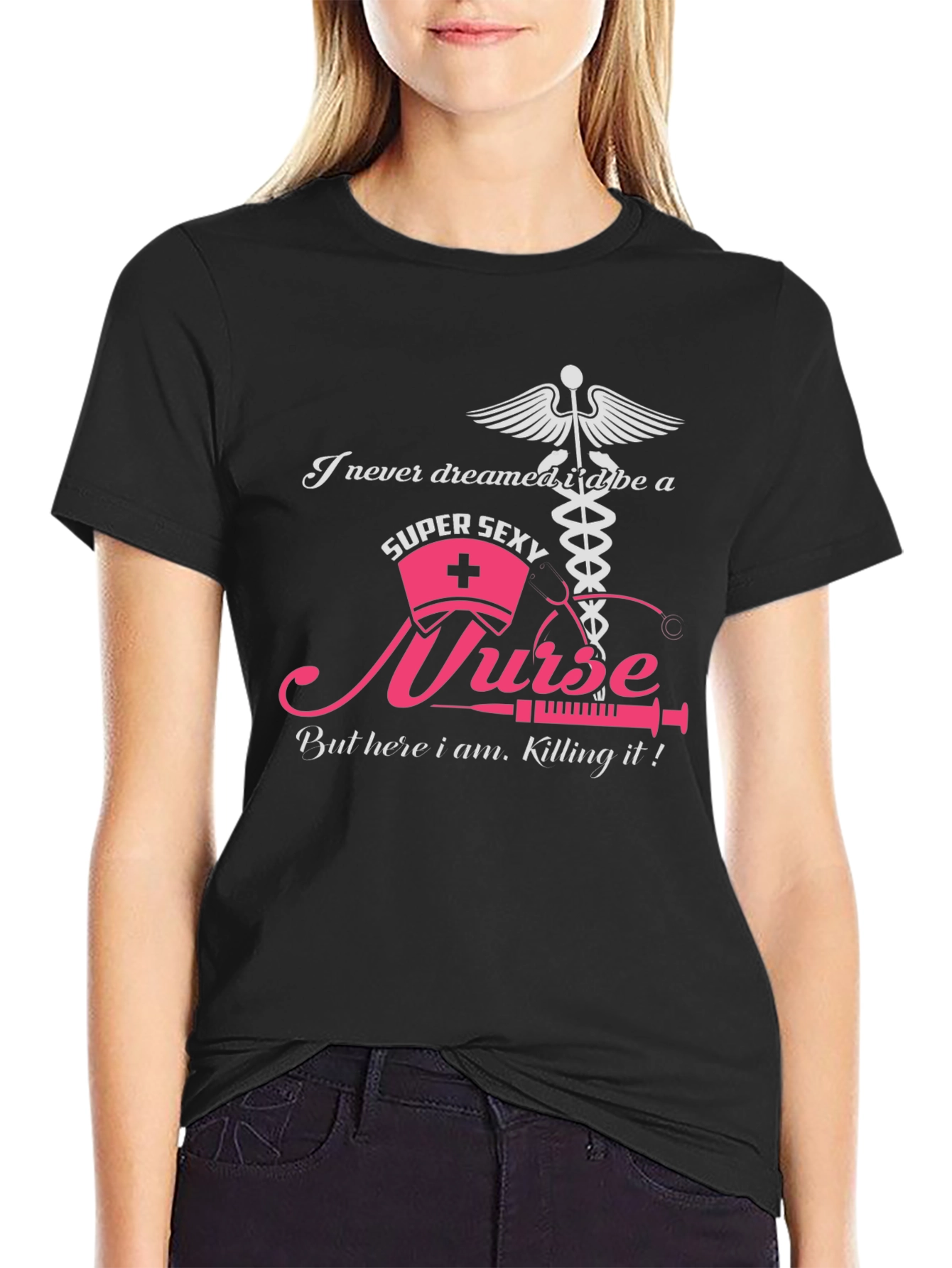 Super Sexy Nurse Graphic Tee - Black