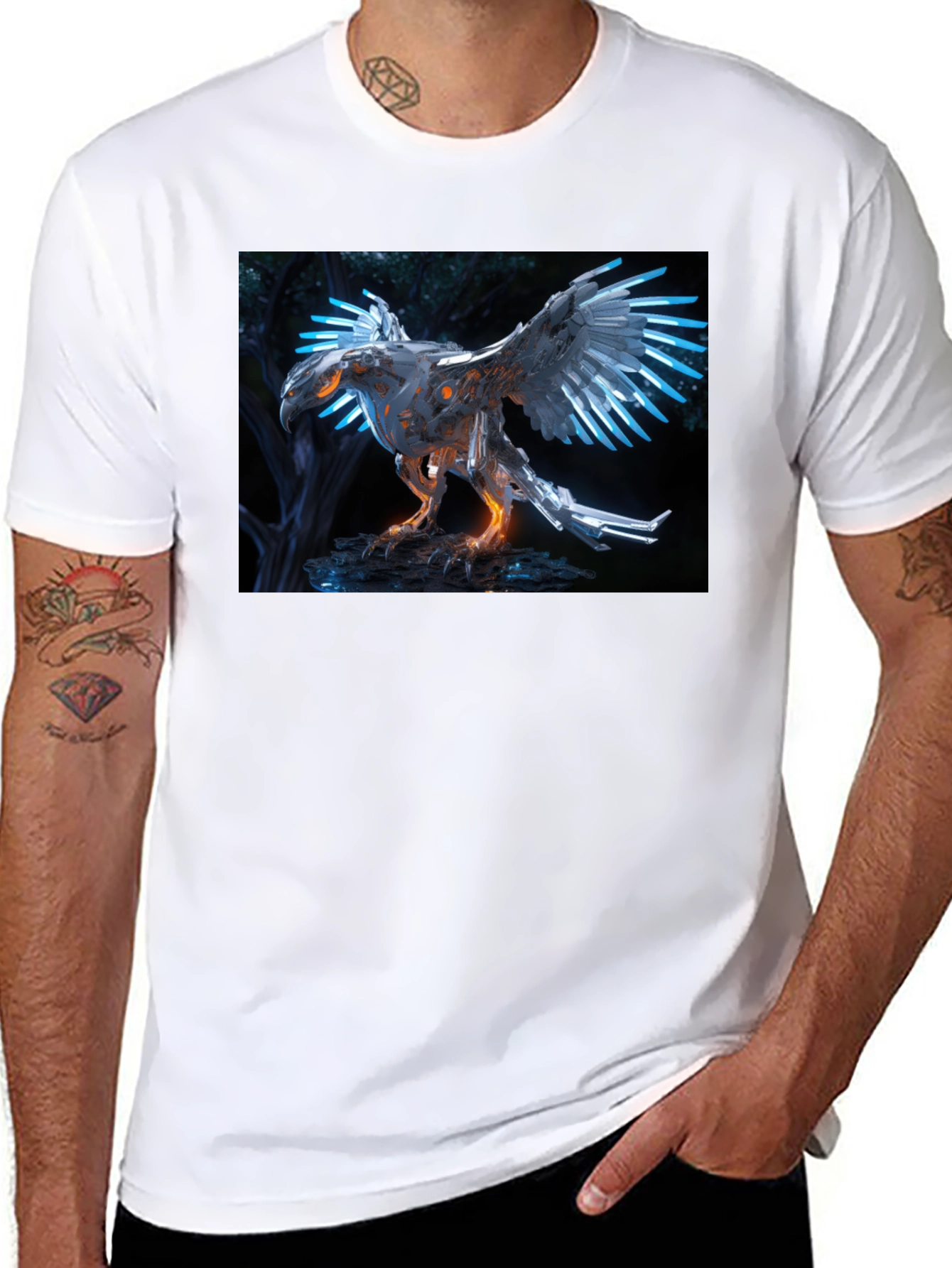 Cyberpunk Eagle T-Shirt - Futuristic Bird Design