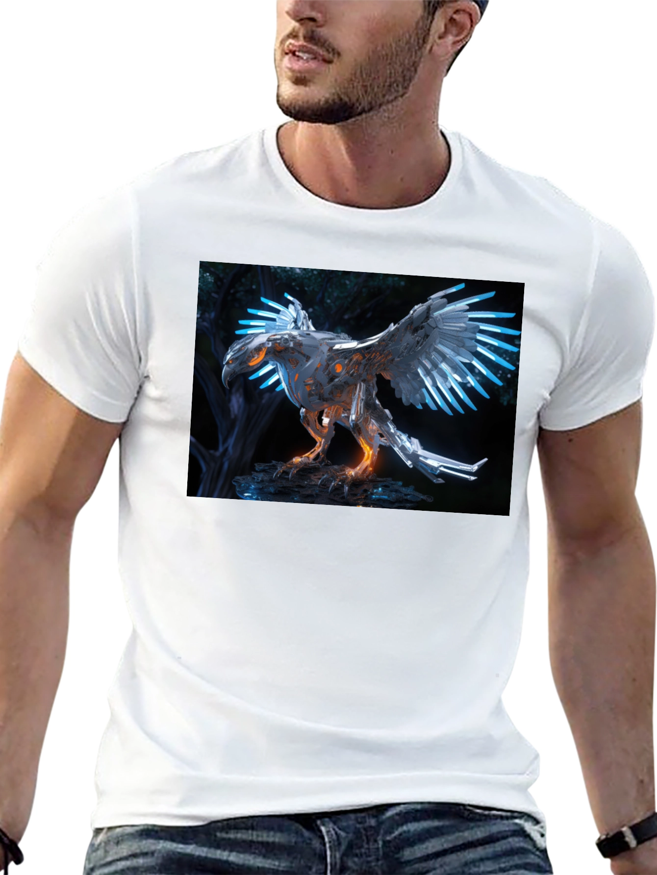 Cyberpunk Eagle T-Shirt - Futuristic Bird Design