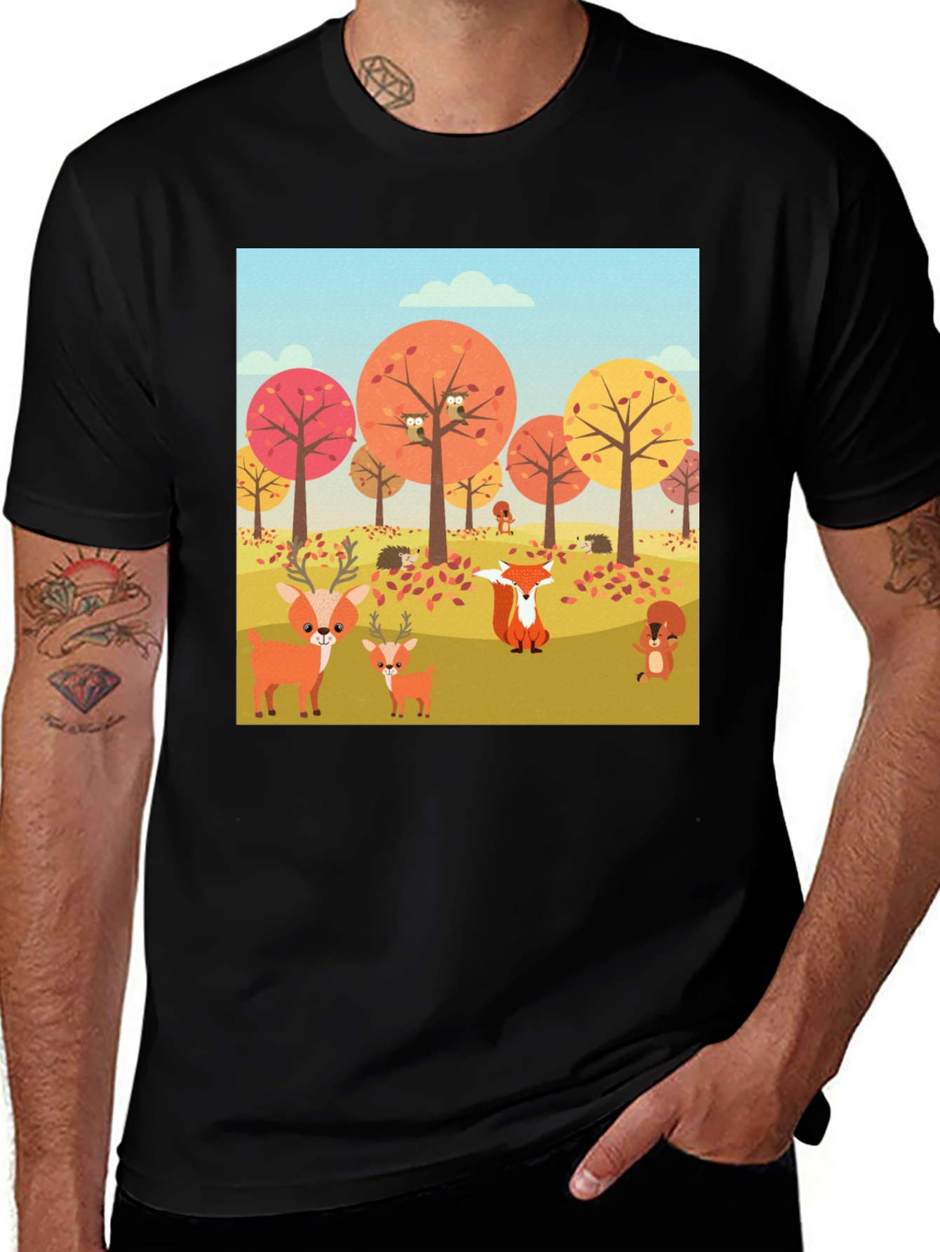 Autumn Forest Animals Graphic T-Shirt