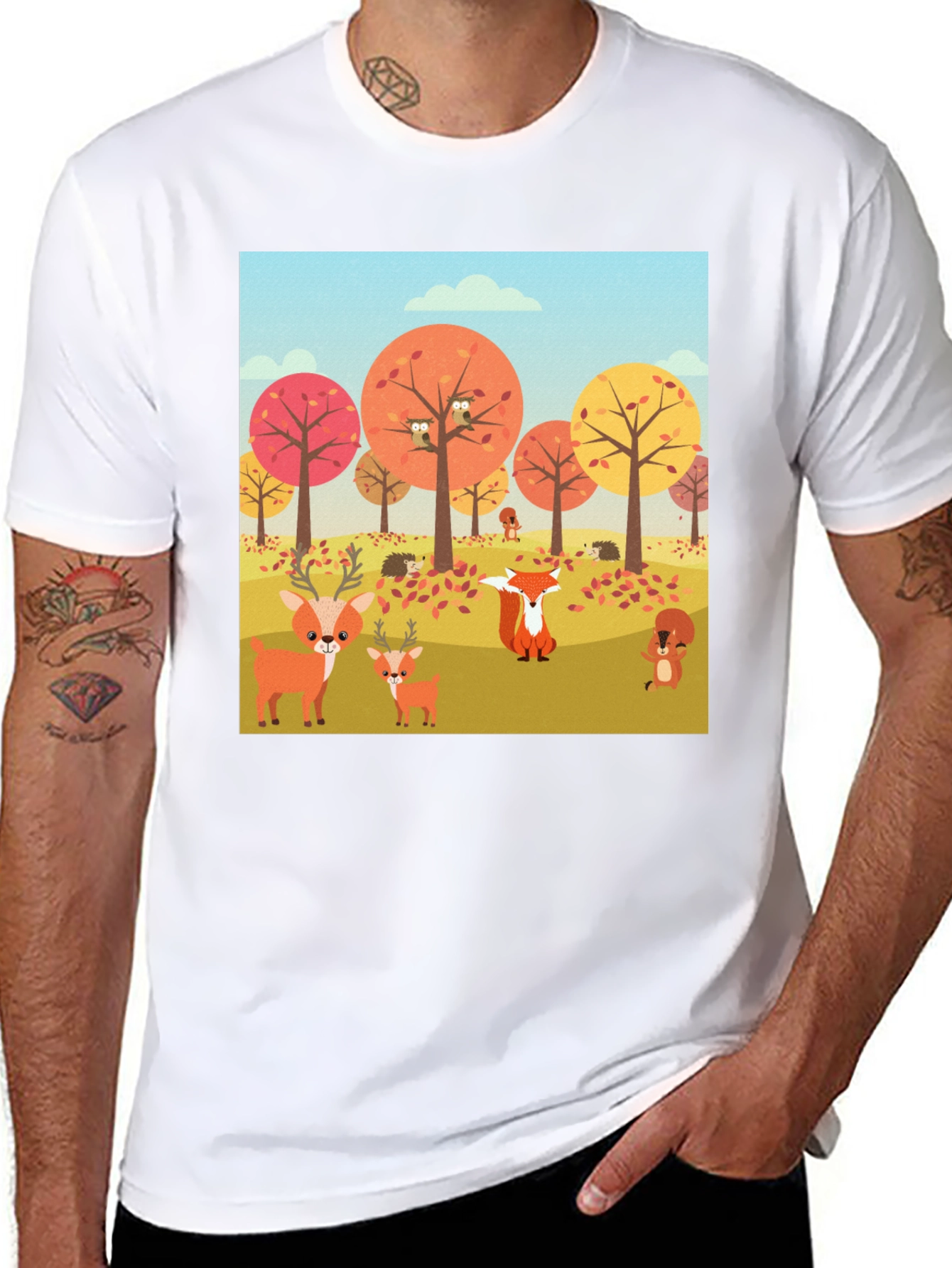 Autumn Forest Animals Graphic T-Shirt
