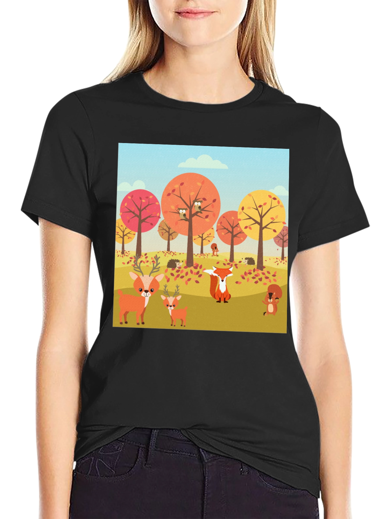 Autumn Forest Animals Graphic T-Shirt