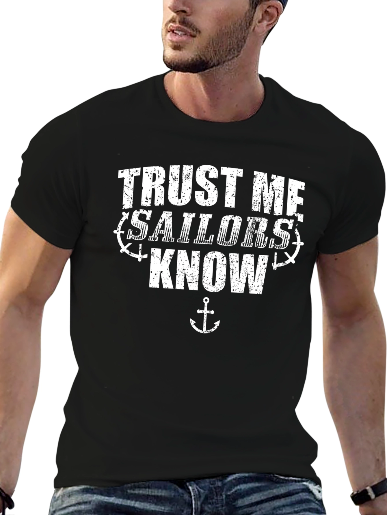 Trust Me Sailors Know Graphic T-Shirt - Black