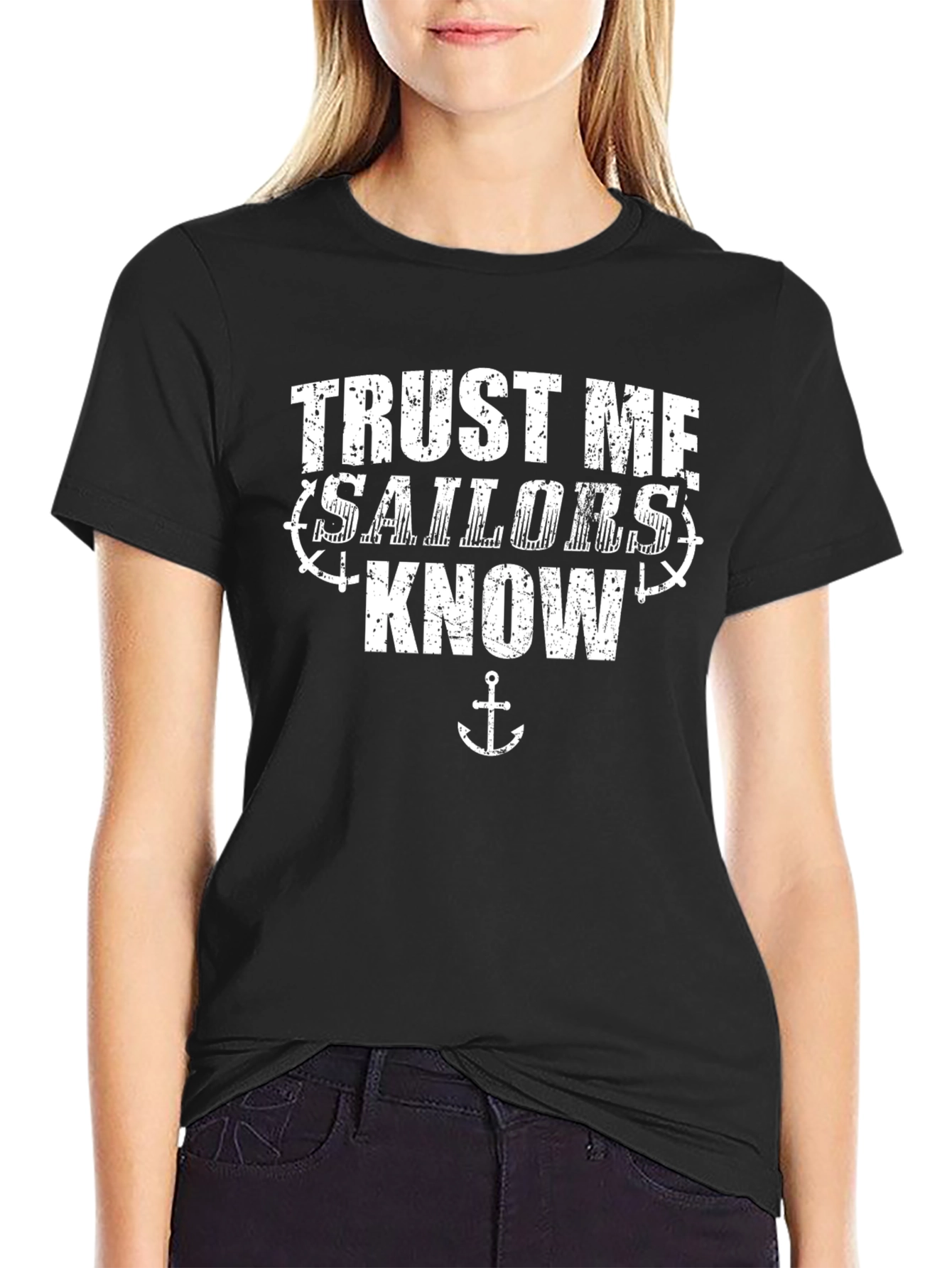 Trust Me Sailors Know Graphic T-Shirt - Black