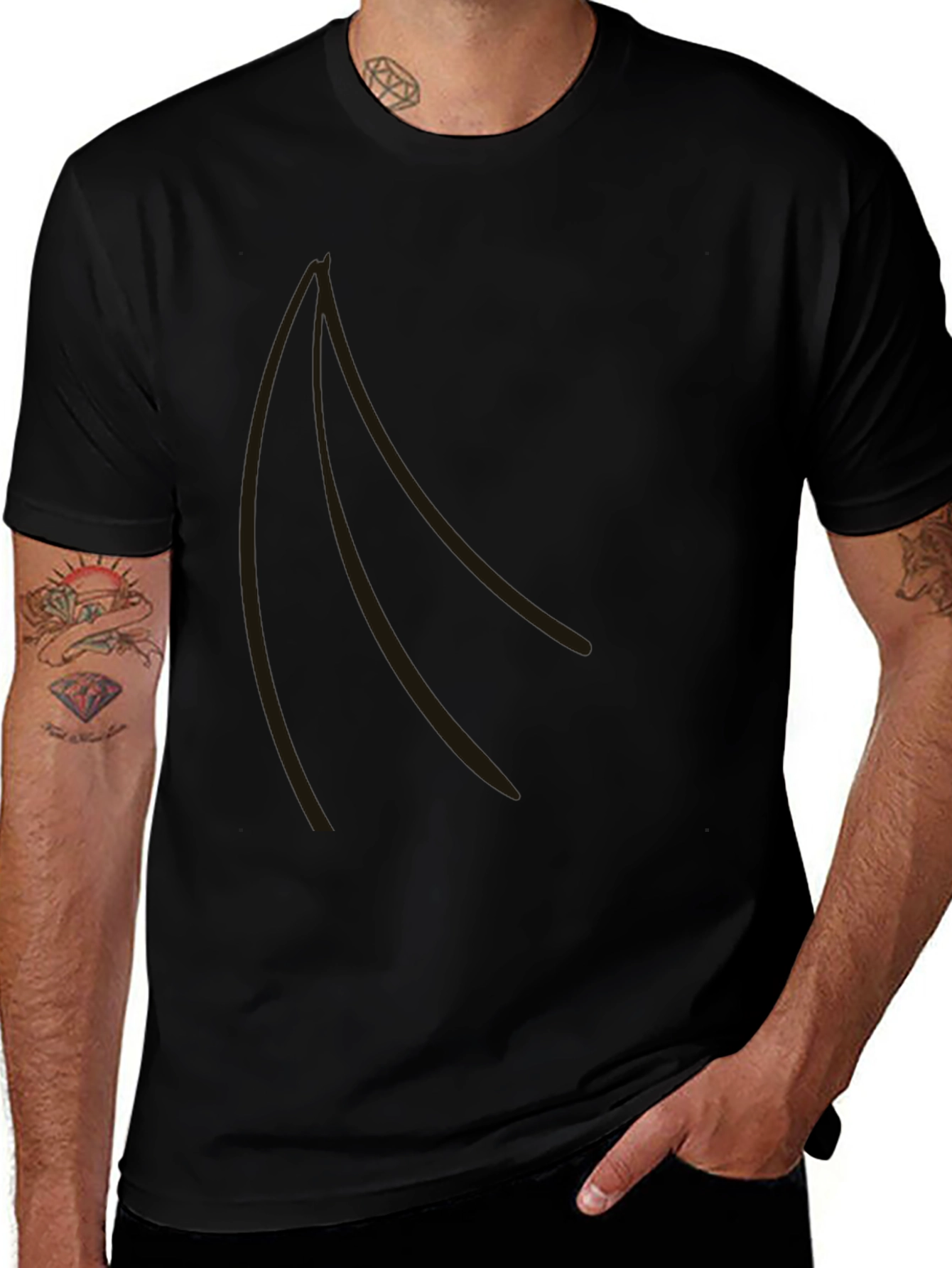 Stylish Black Graphic Tee - Curved Design