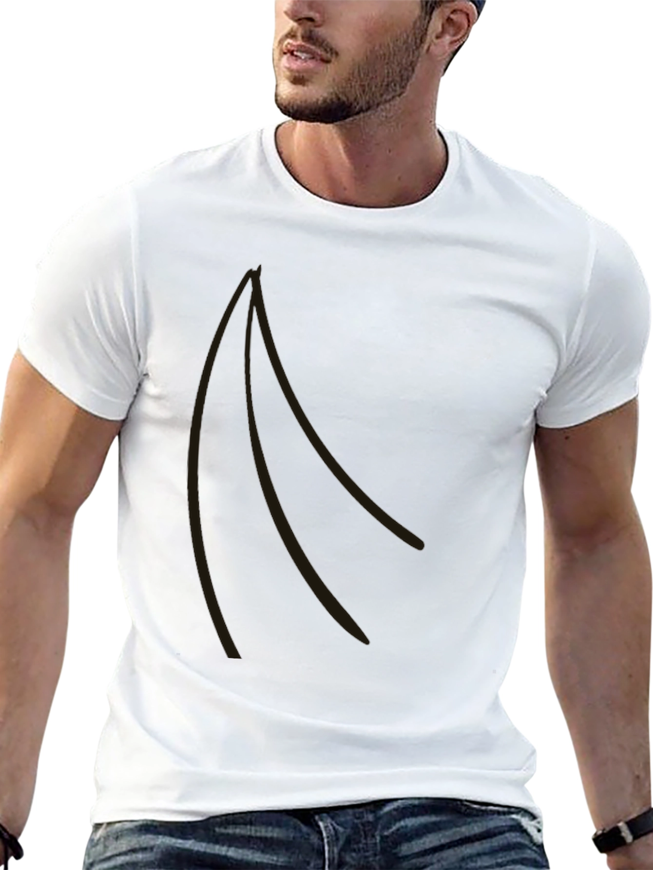 Stylish Black Graphic Tee - Curved Design