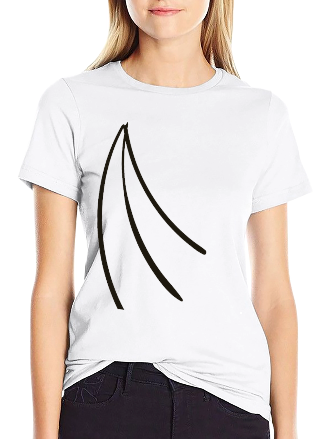 Stylish Black Graphic Tee - Curved Design