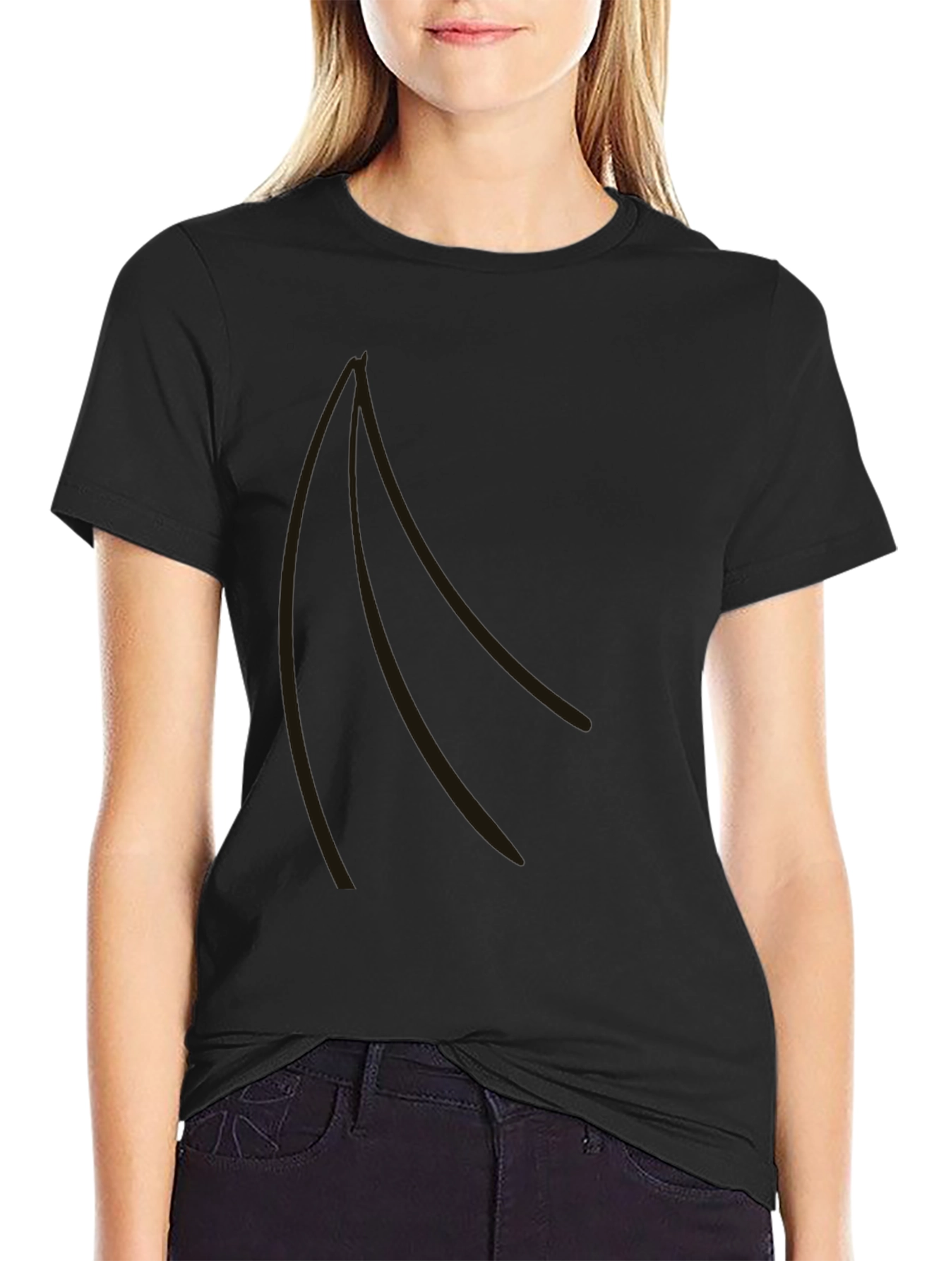Stylish Black Graphic Tee - Curved Design