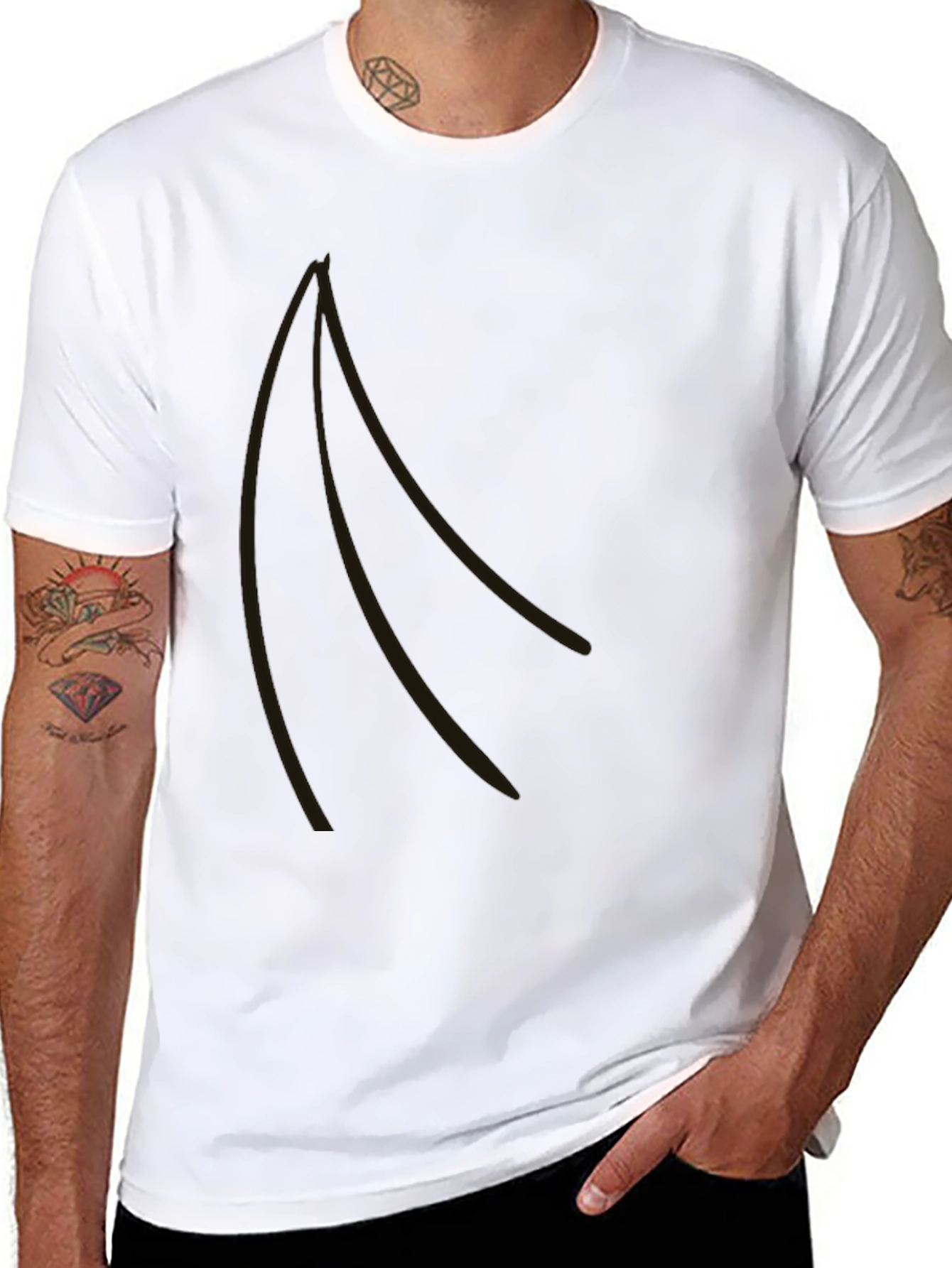 Stylish Black Graphic Tee - Curved Design