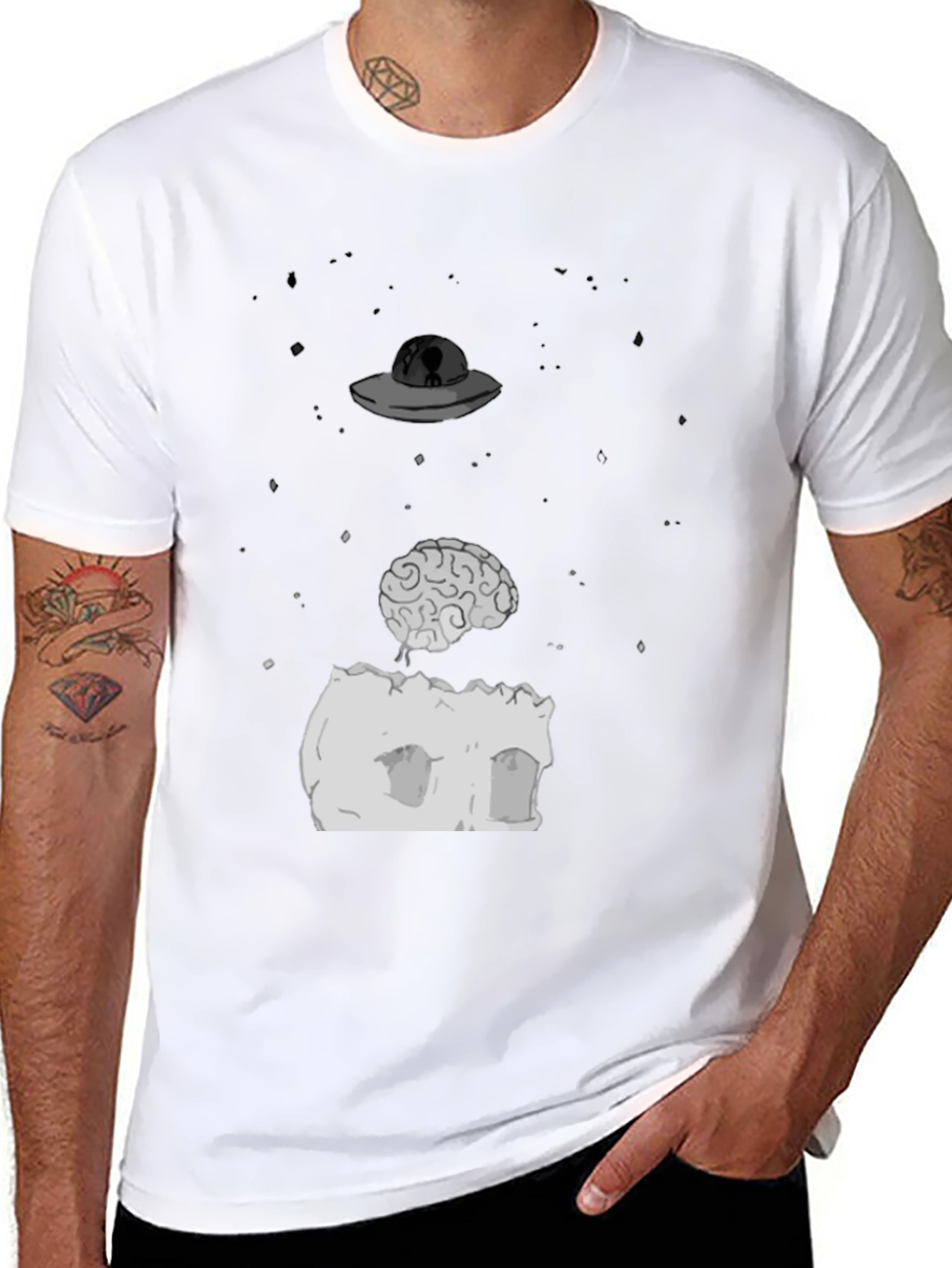 Alien Abduction Brain T-Shirt - Unique Design