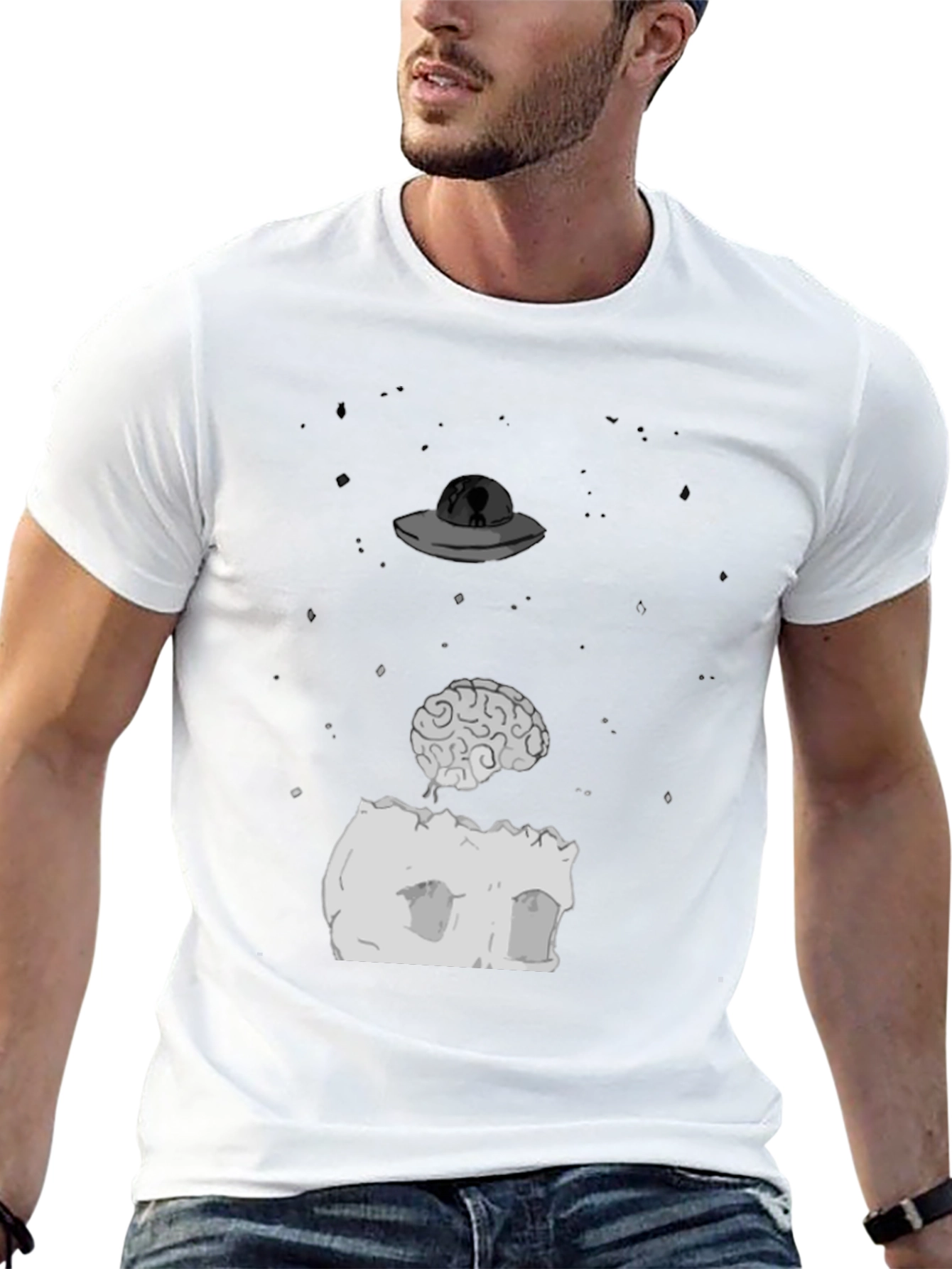 Alien Abduction Brain T-Shirt - Unique Design