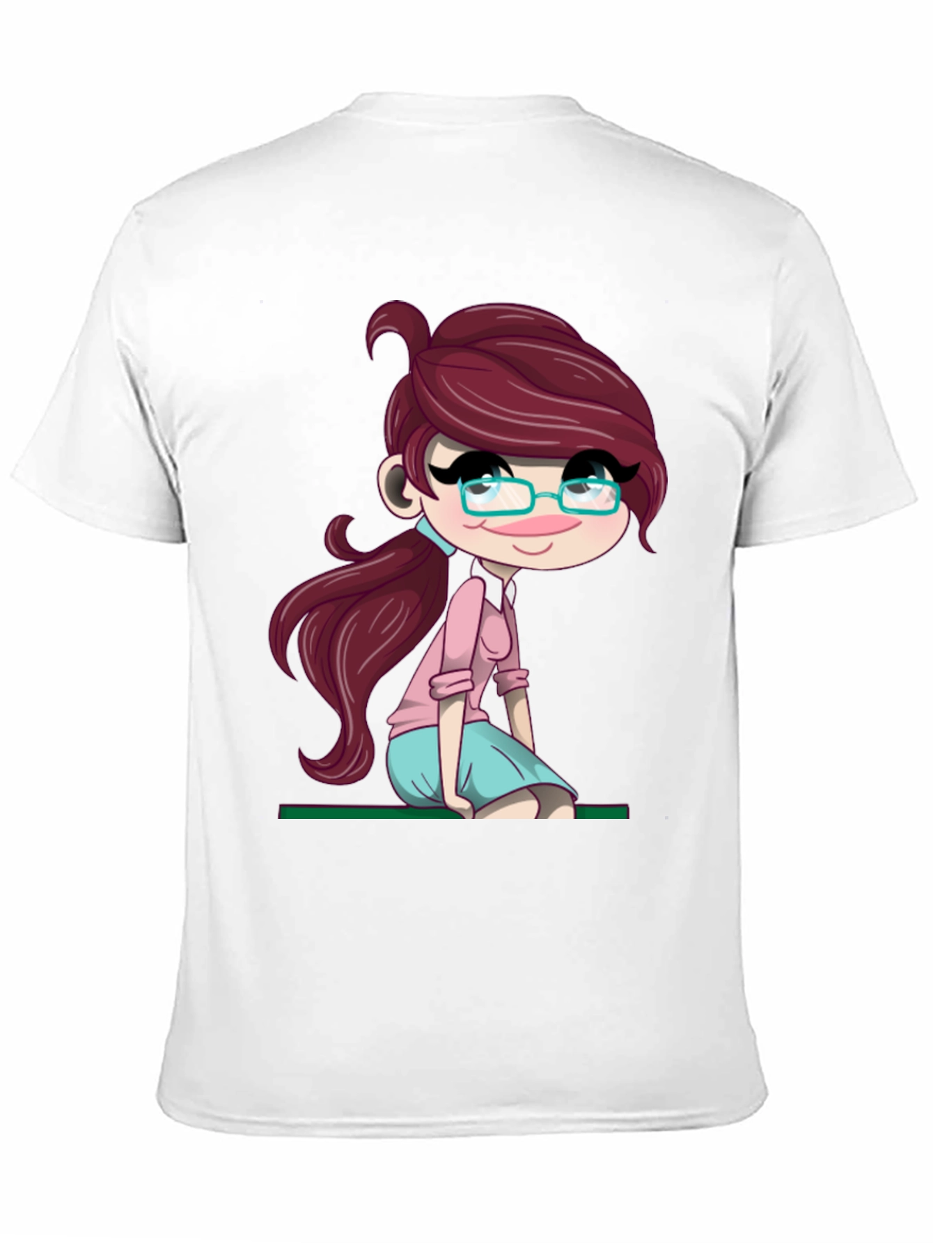 Cartoon Girl Graphic Tee - Soft Black T-Shirt