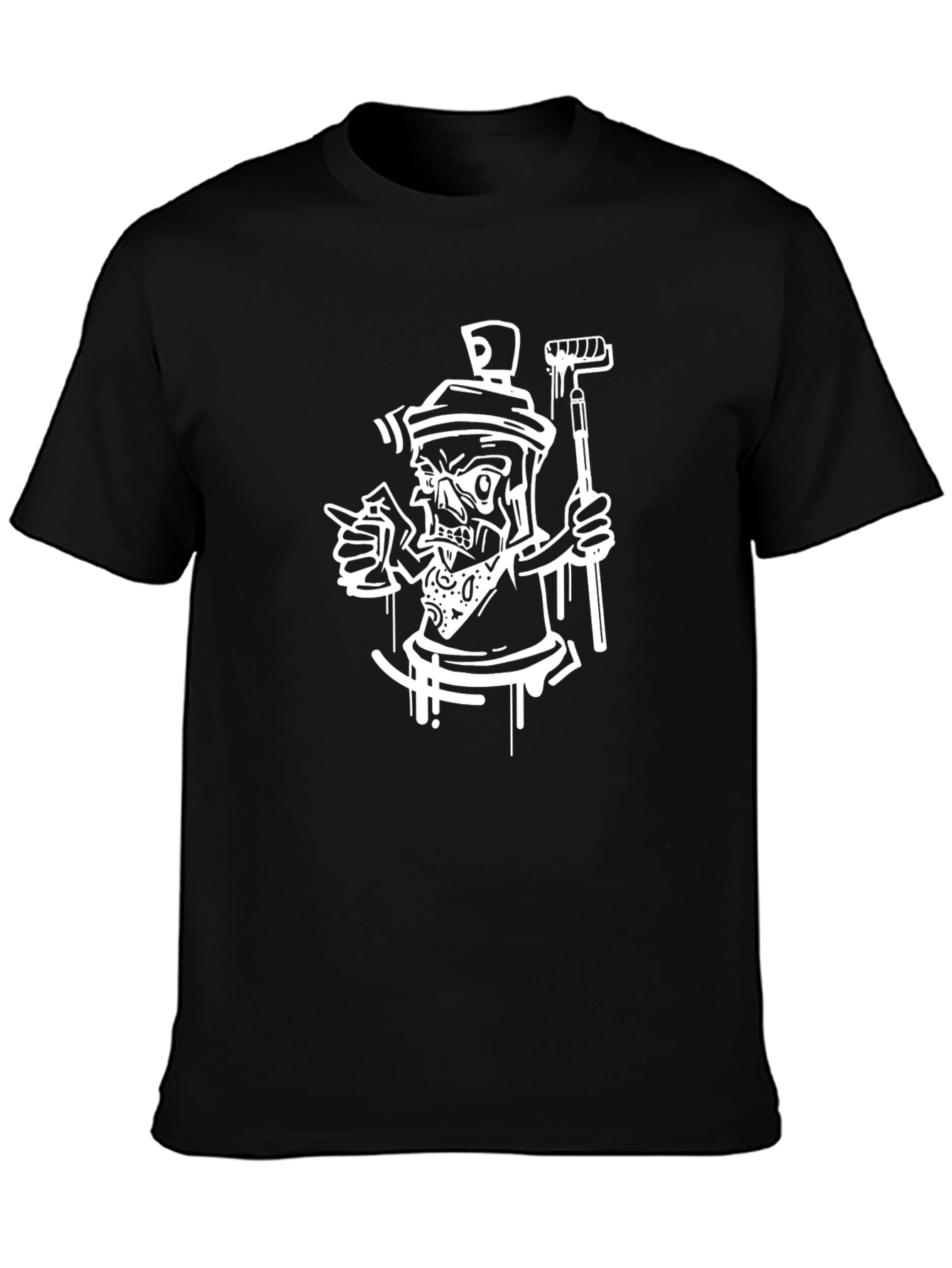 Cool Black Tee with Spray Paint Skeleton Design