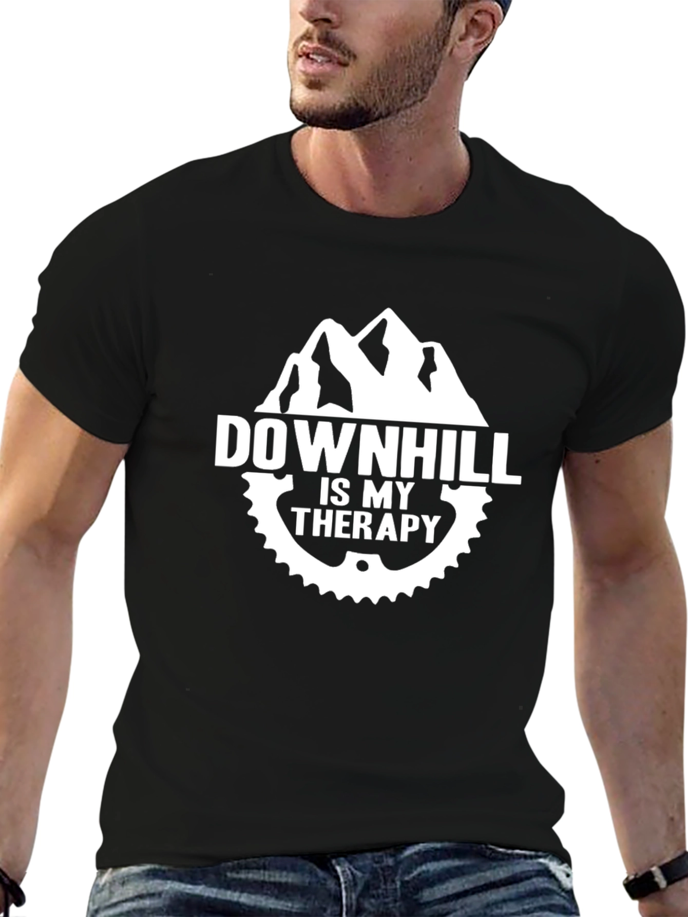 Downhill is My Therapy Black T-Shirt