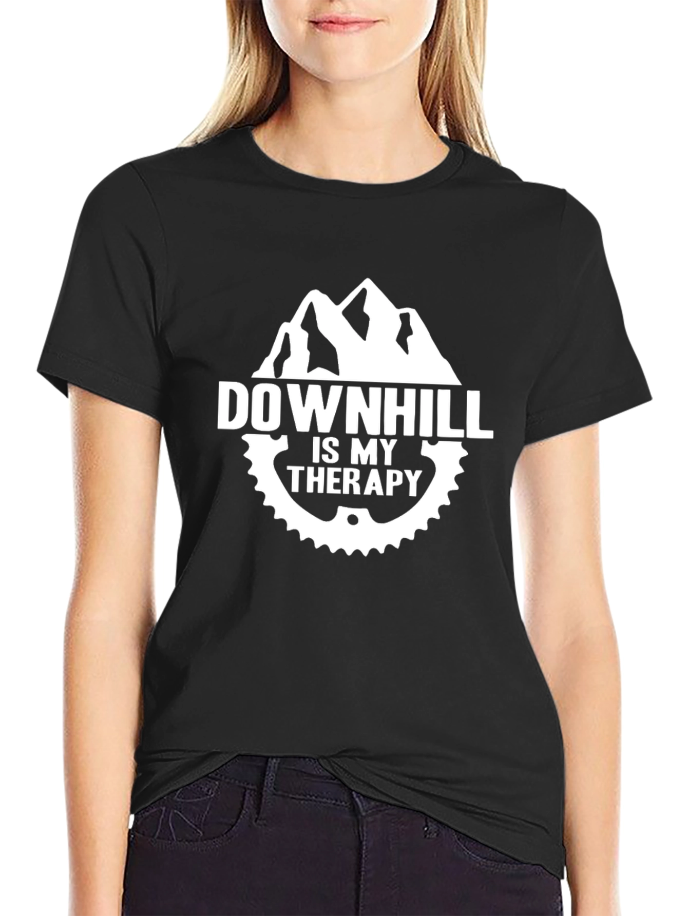 Downhill is My Therapy Black T-Shirt