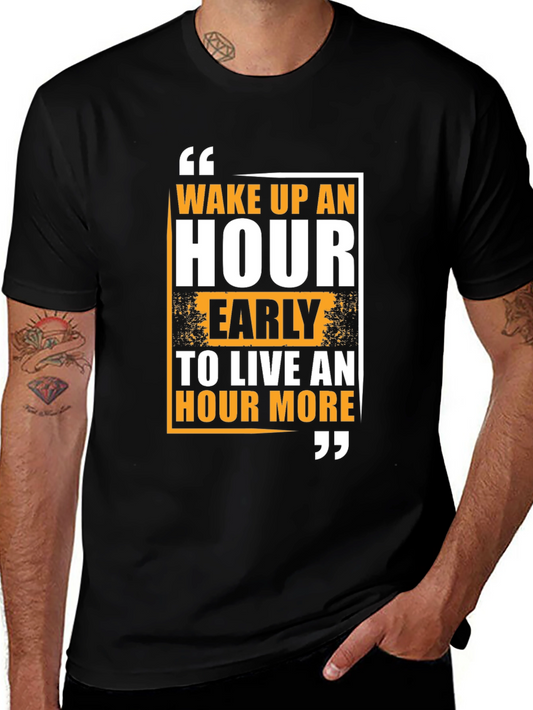 Wake Up An Hour Early Graphic Tee - Inspiring Black T-Shirt