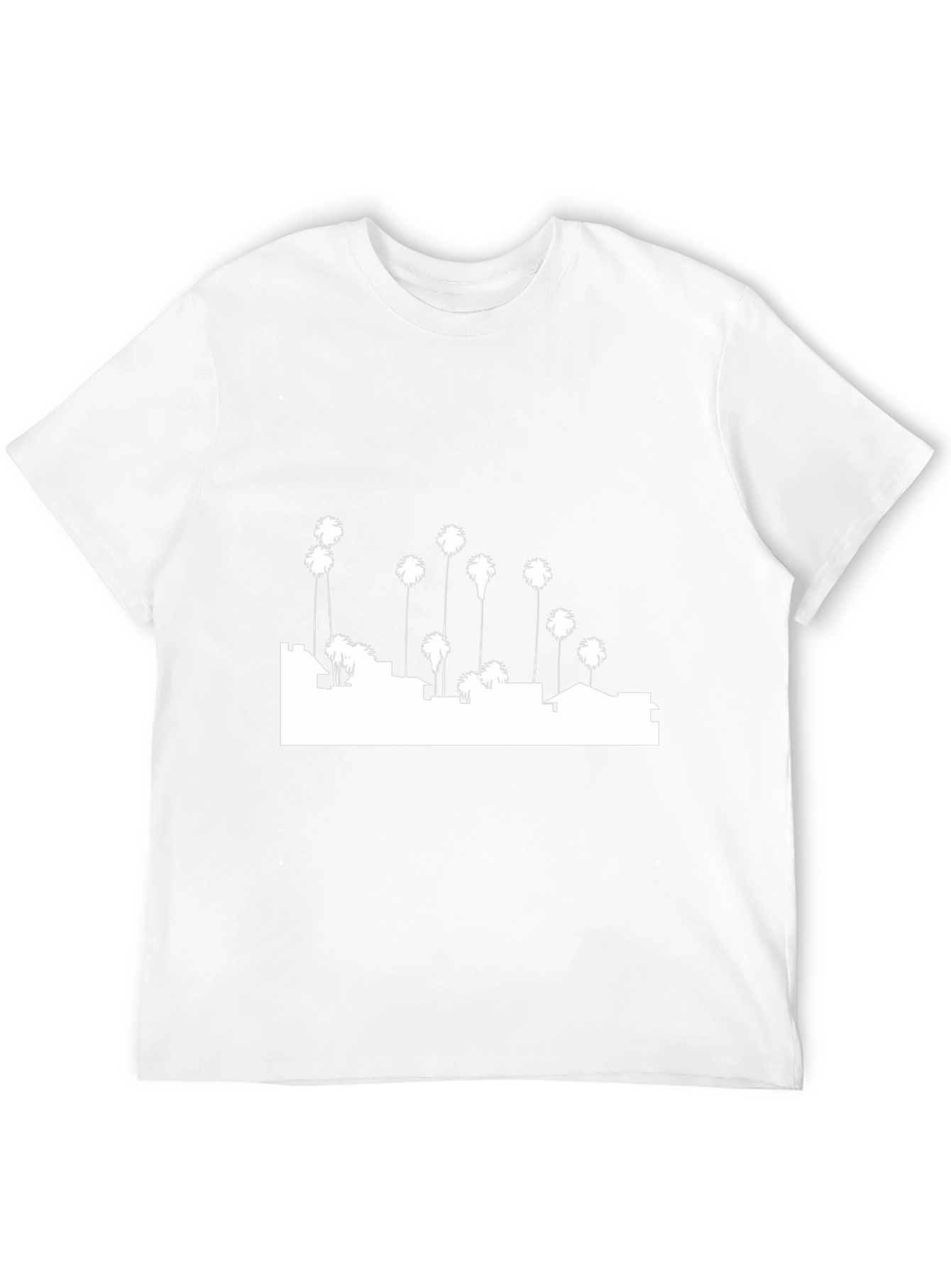 Cityscape Palm Tree Graphic Tee - Black