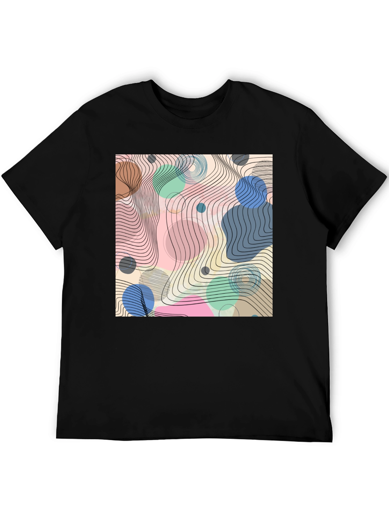 Abstract Geometric Design Black T-Shirt