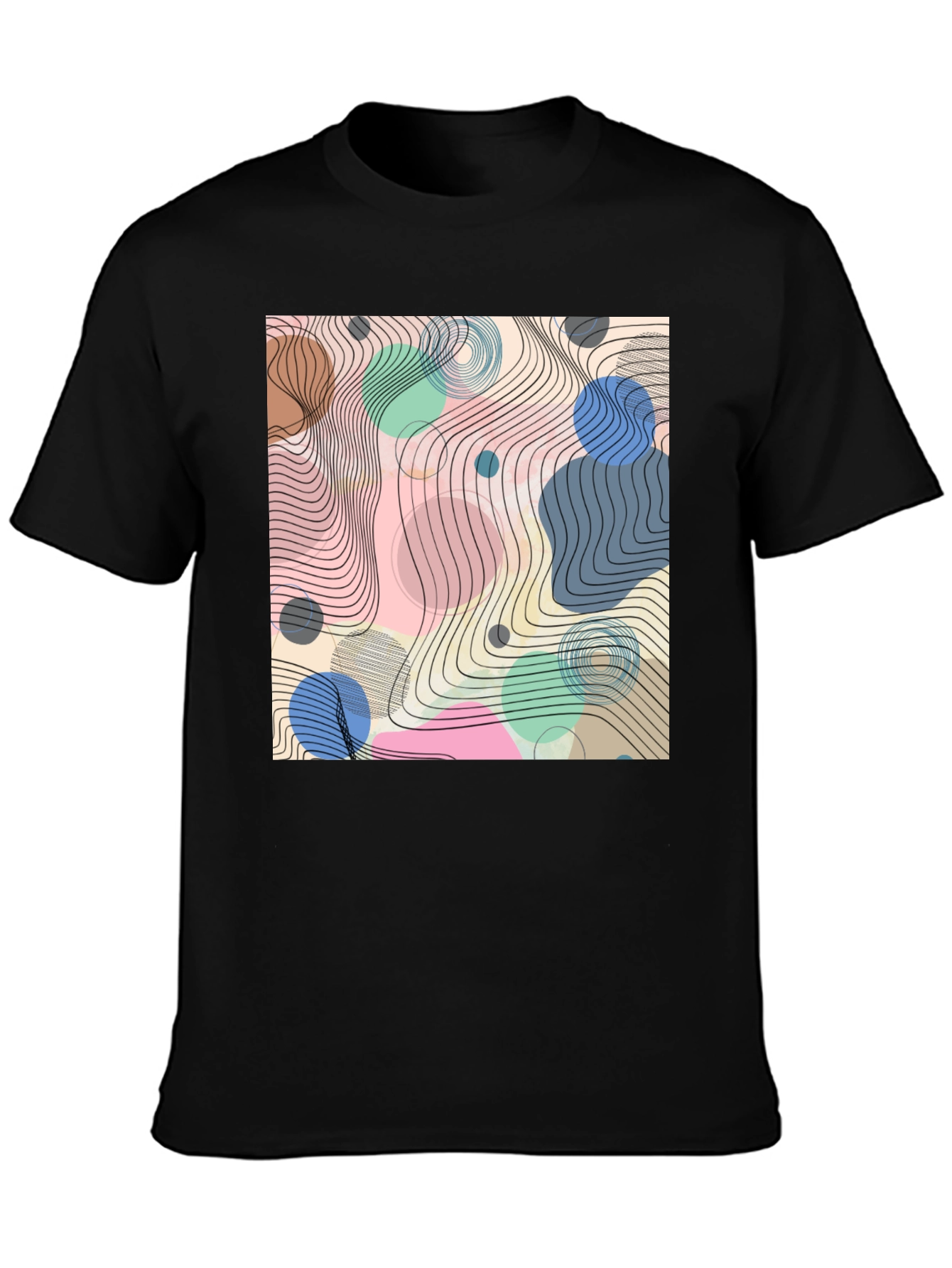 Abstract Geometric Design Black T-Shirt