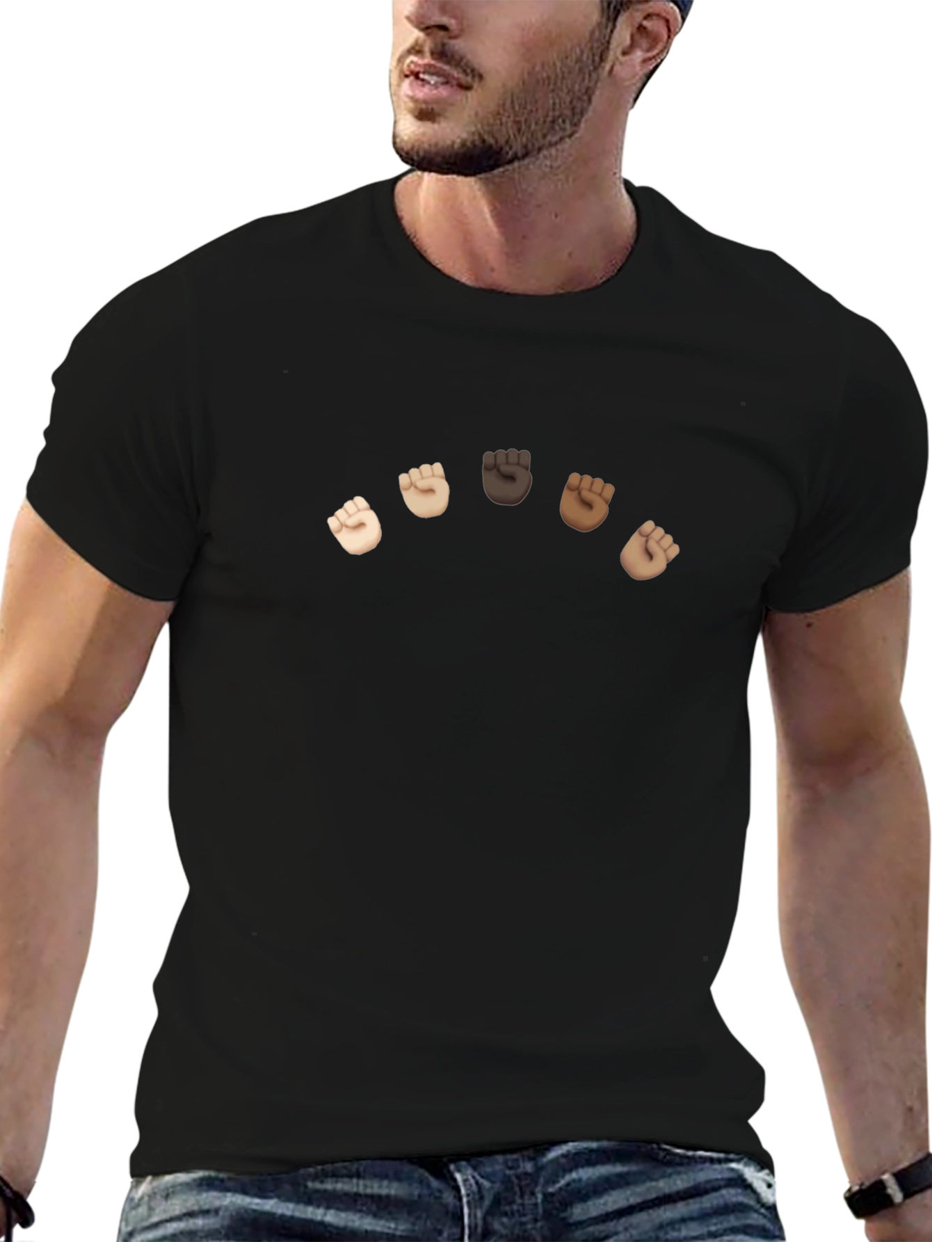 Unity Black T-Shirt with Diverse Fist Design