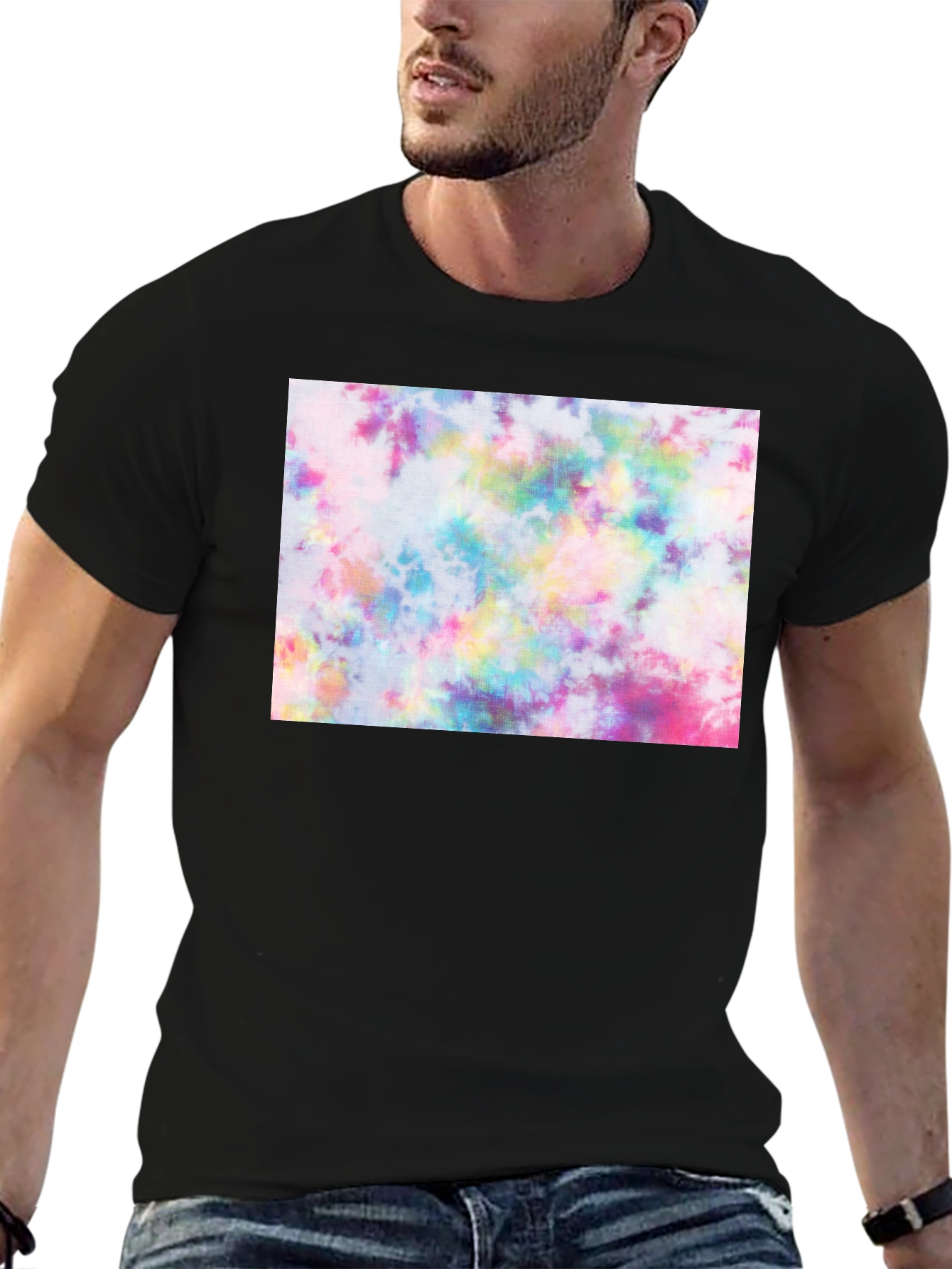 Tie-Dye Graphic Tee - Black Casual T-Shirt