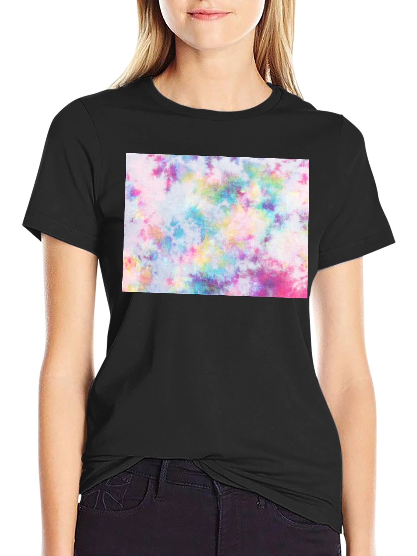 Tie-Dye Graphic Tee - Black Casual T-Shirt