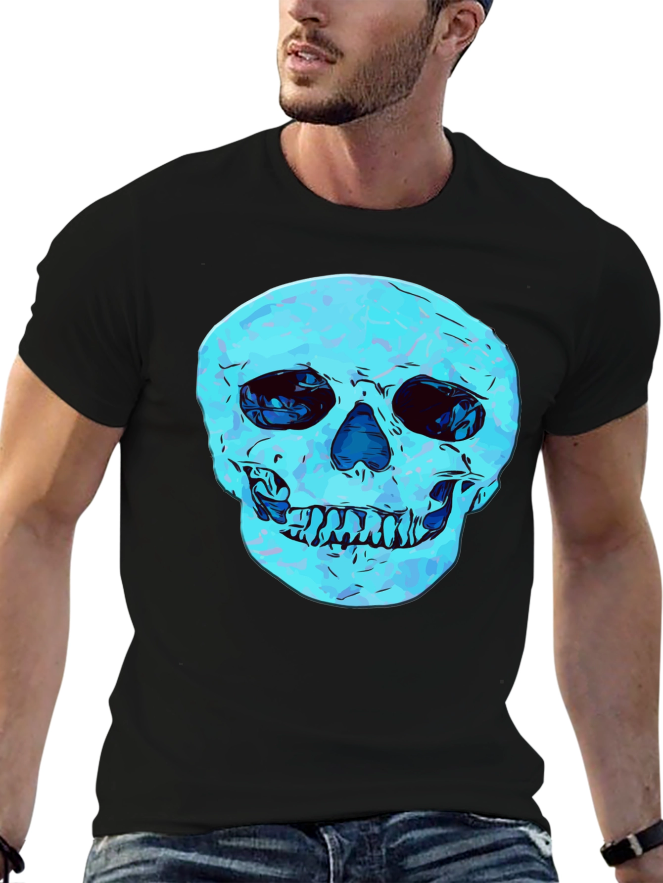 Cool Skull Graphic Print Black T-Shirt