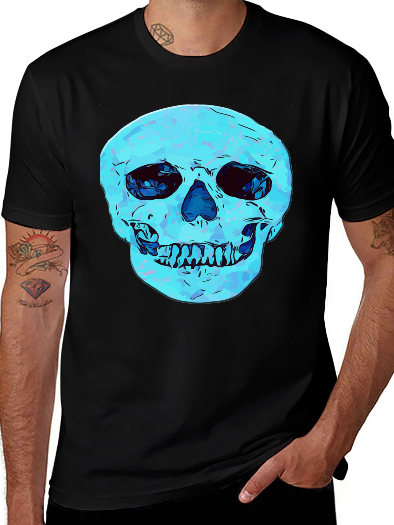 Cool Skull Graphic Print Black T-Shirt