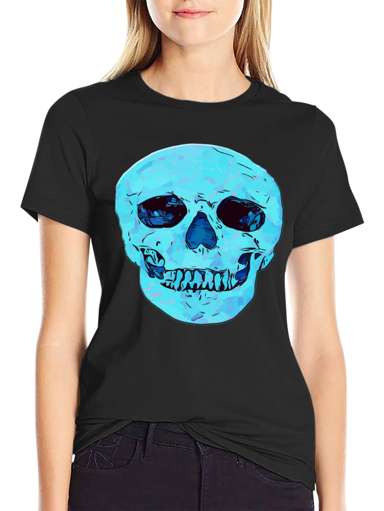 Cool Skull Graphic Print Black T-Shirt