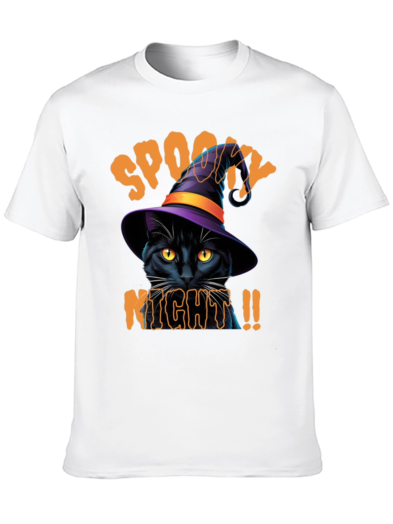 Spooky Night Cat Graphic Tee - Halloween Shirt