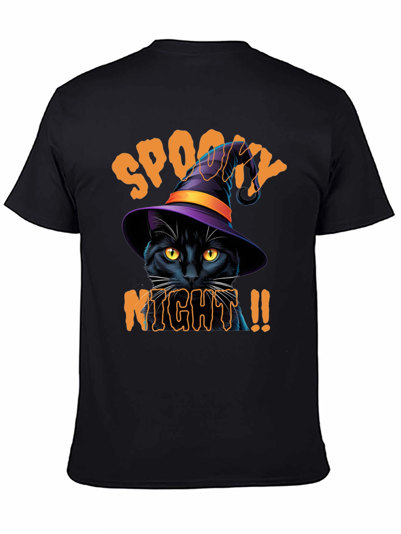 Spooky Night Cat Graphic Tee - Halloween Shirt