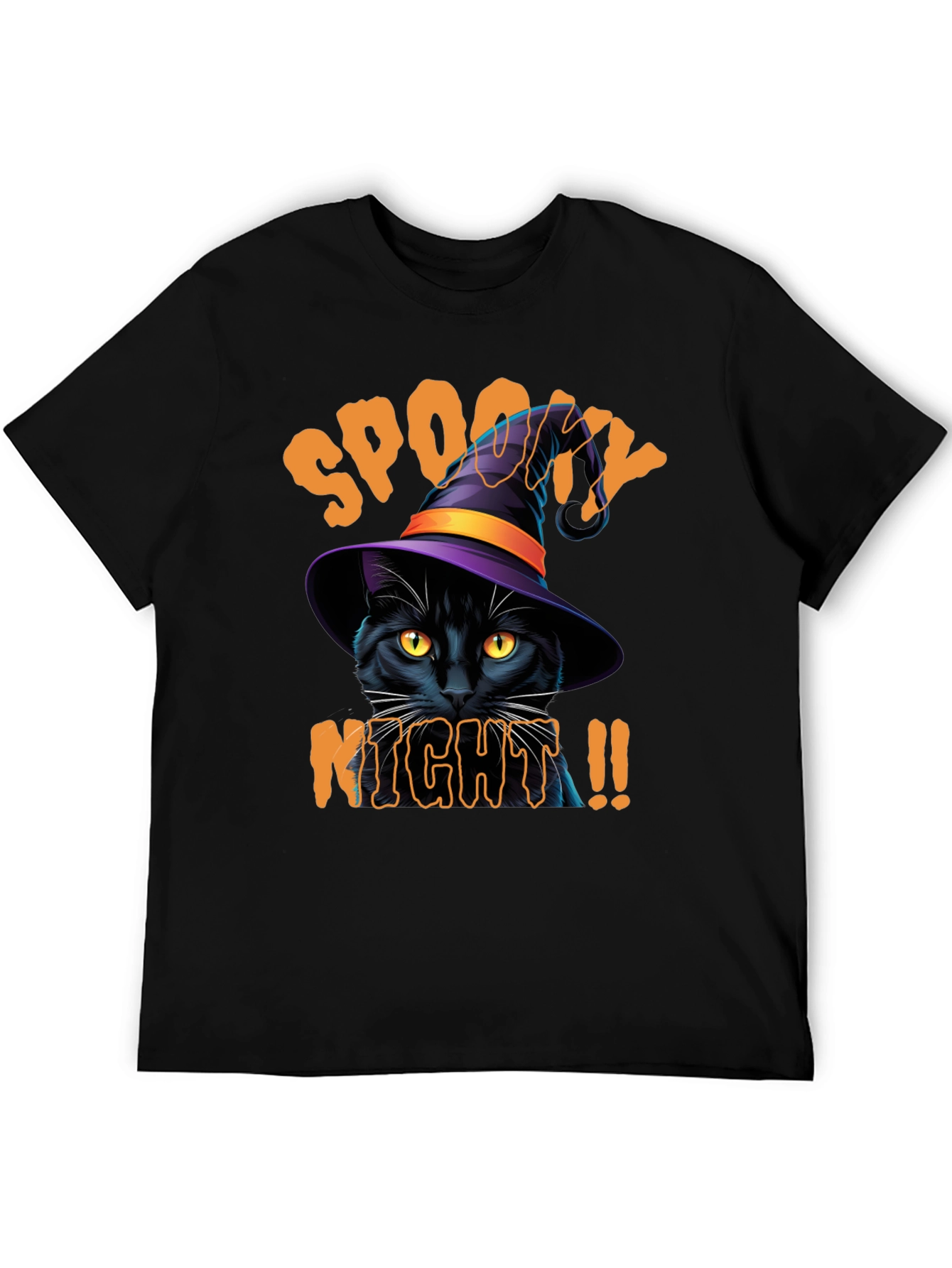 Spooky Night Cat Graphic Tee - Halloween Shirt