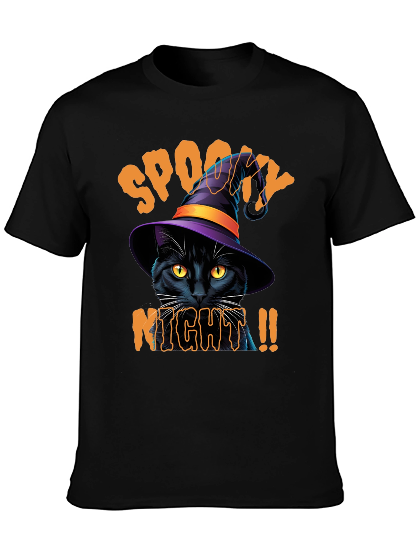 Spooky Night Cat Graphic Tee - Halloween Shirt