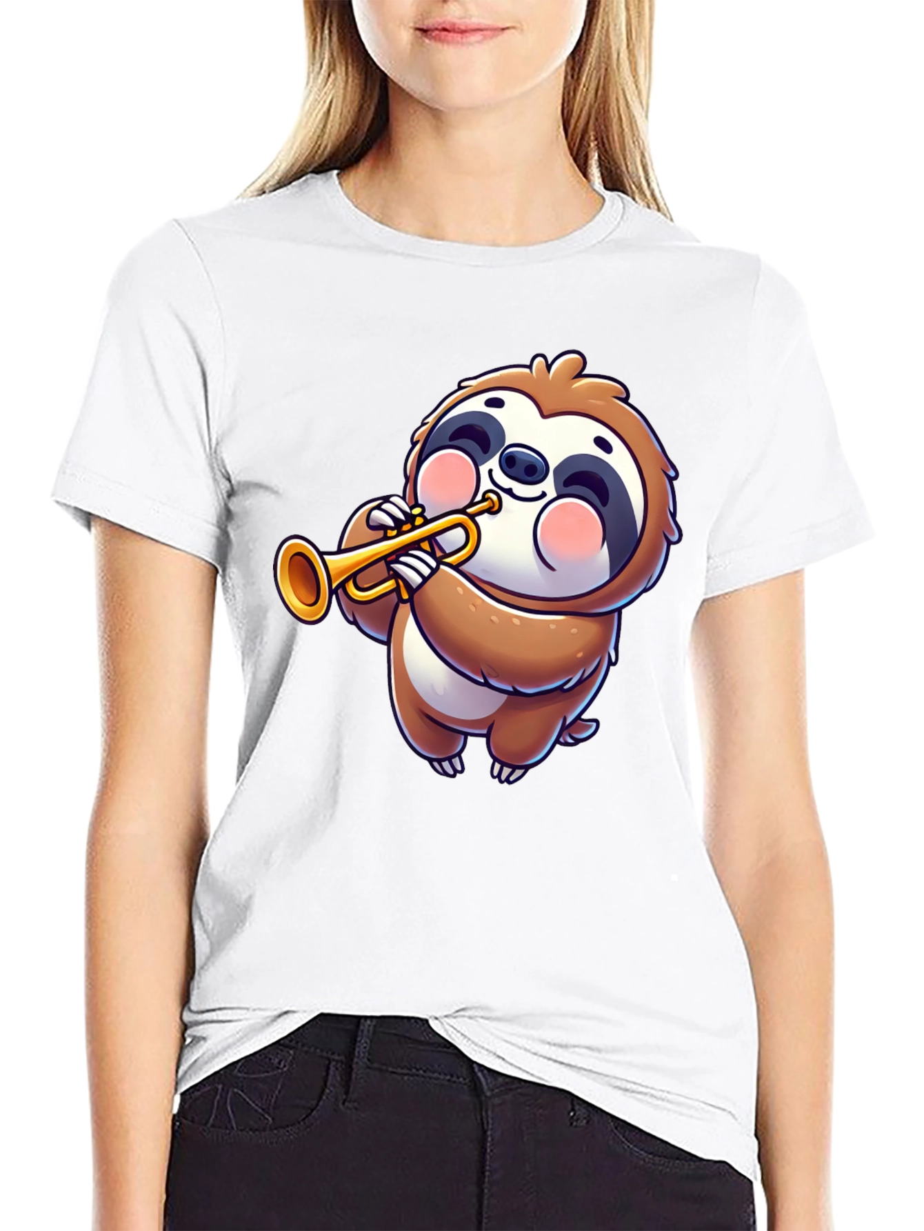 Sloth Trumpet Player Graphic T-Shirt