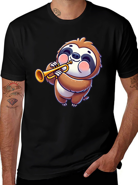 Sloth Trumpet Player Graphic T-Shirt