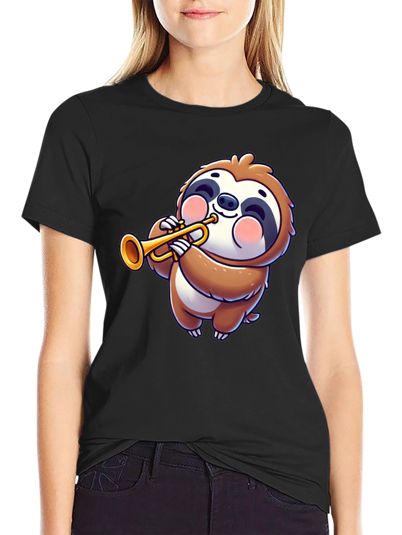 Sloth Trumpet Player Graphic T-Shirt