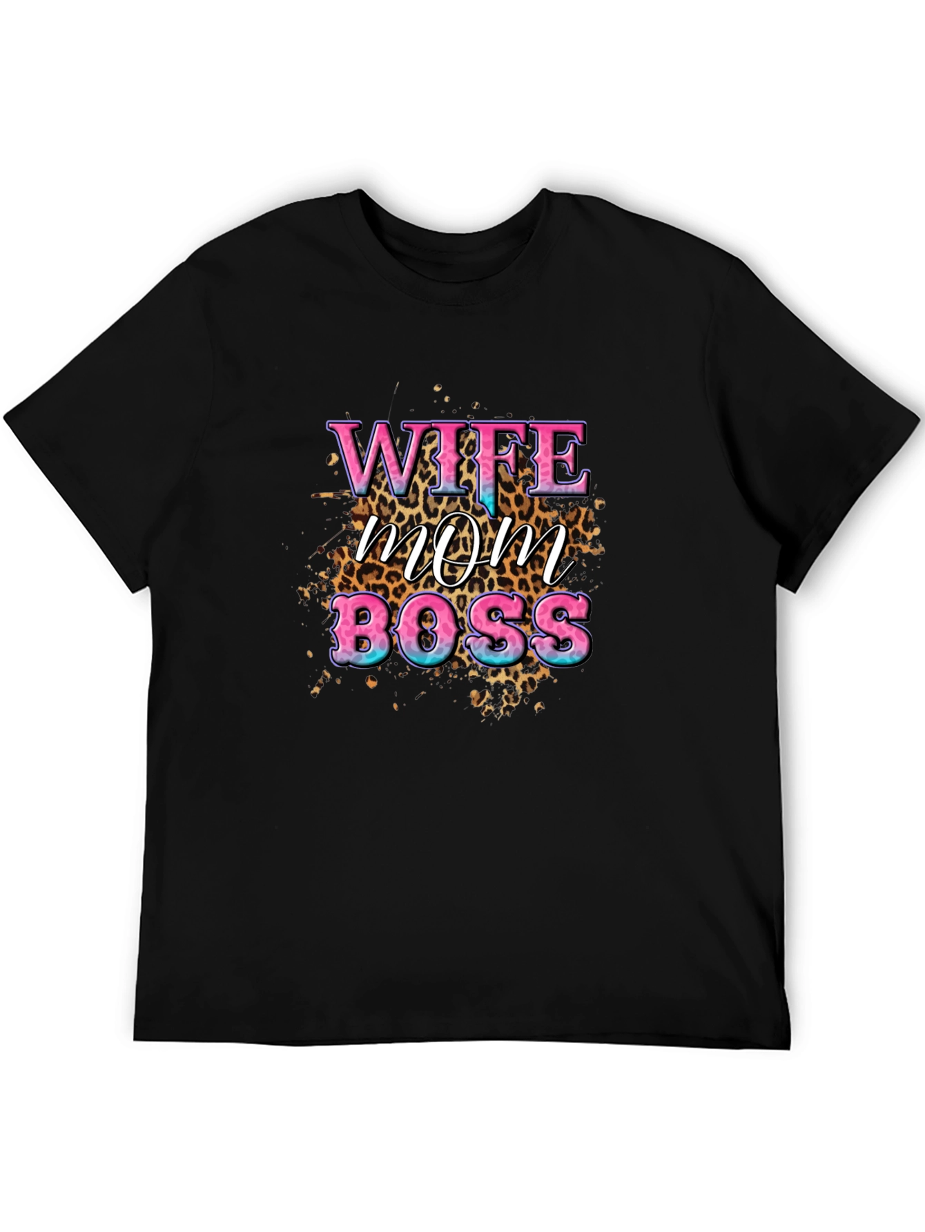 Wife Mom Boss Leopard Print Graphic T-Shirt