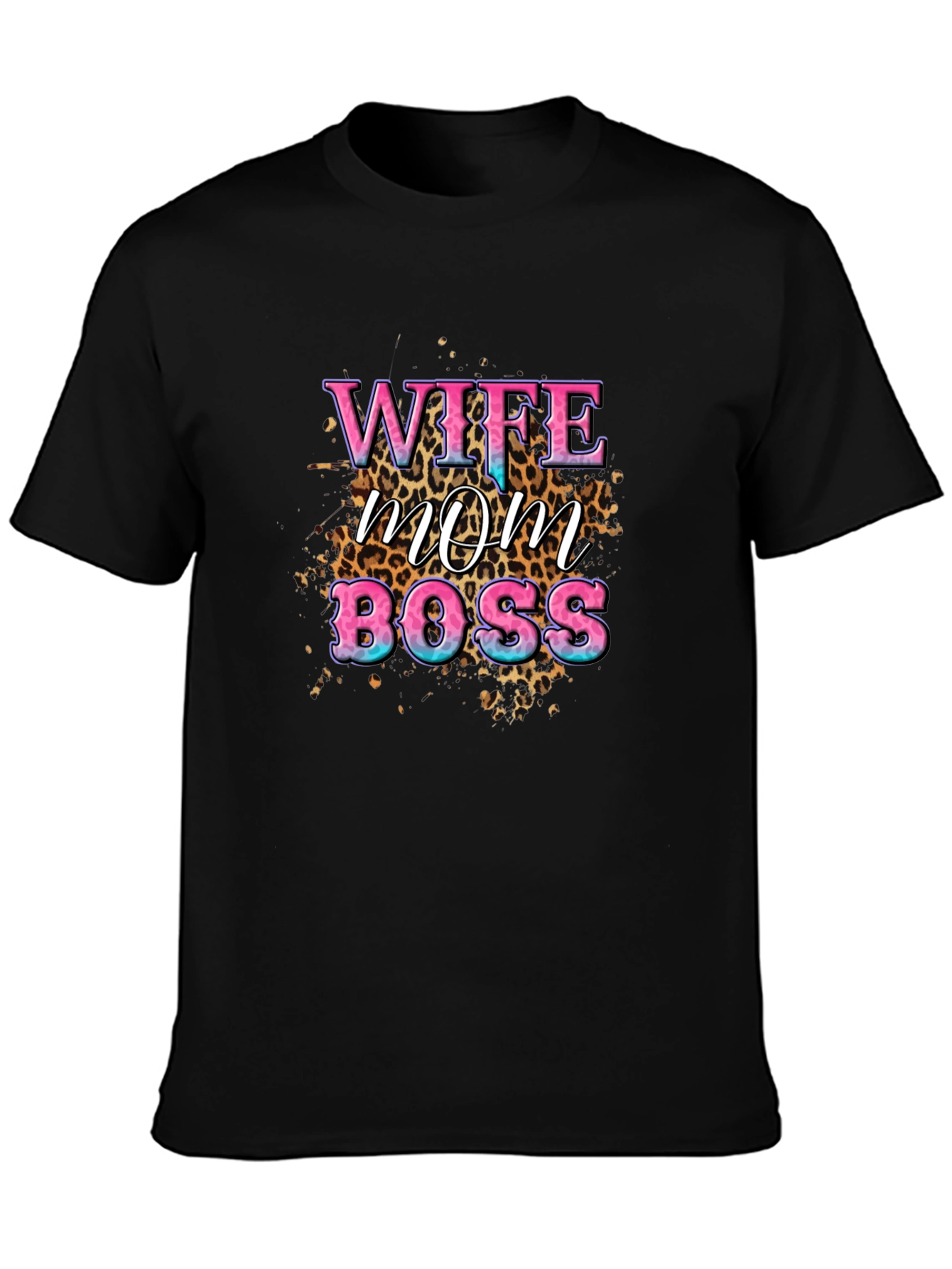 Wife Mom Boss Leopard Print Graphic T-Shirt