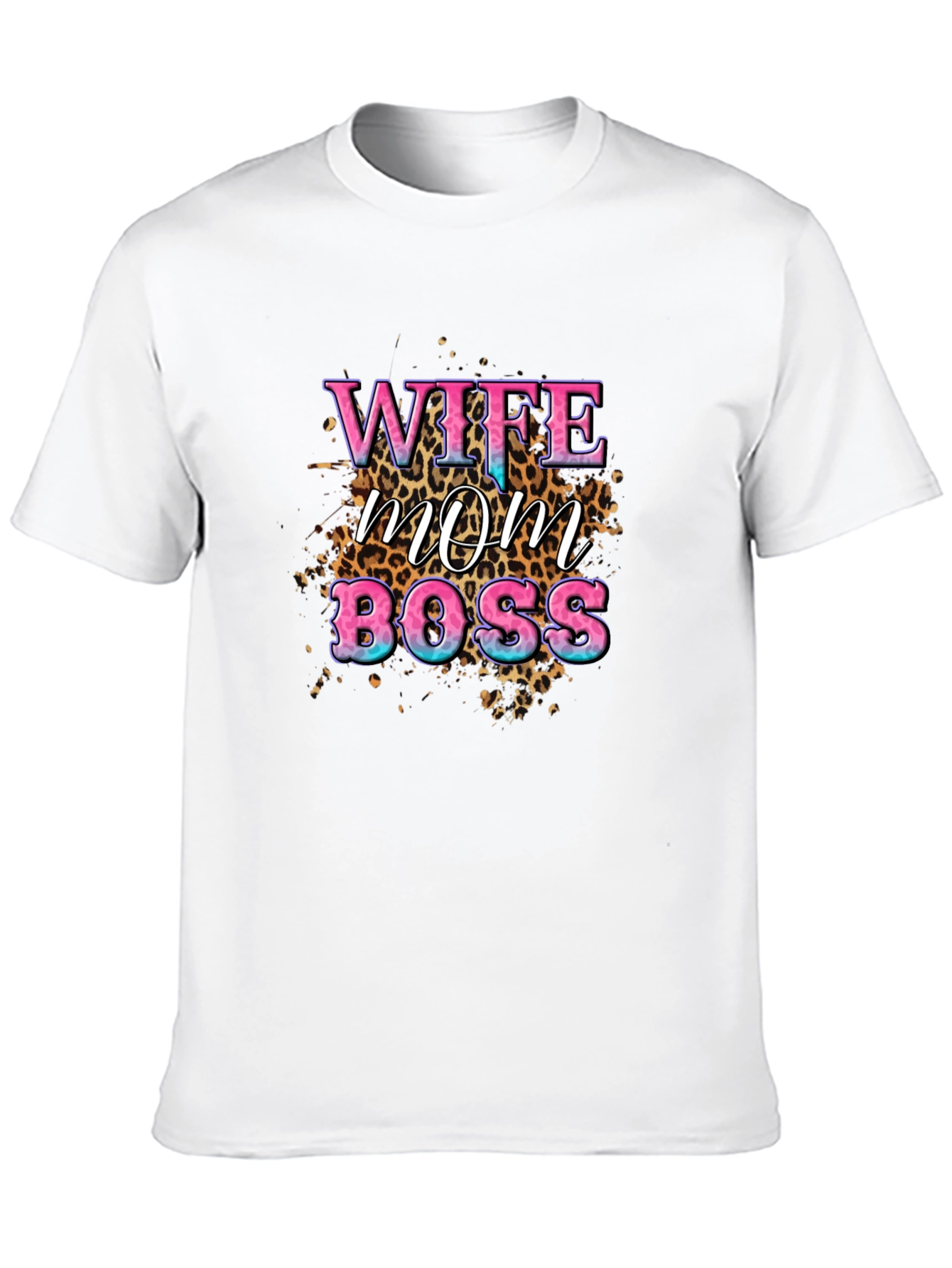 Wife Mom Boss Leopard Print Graphic T-Shirt