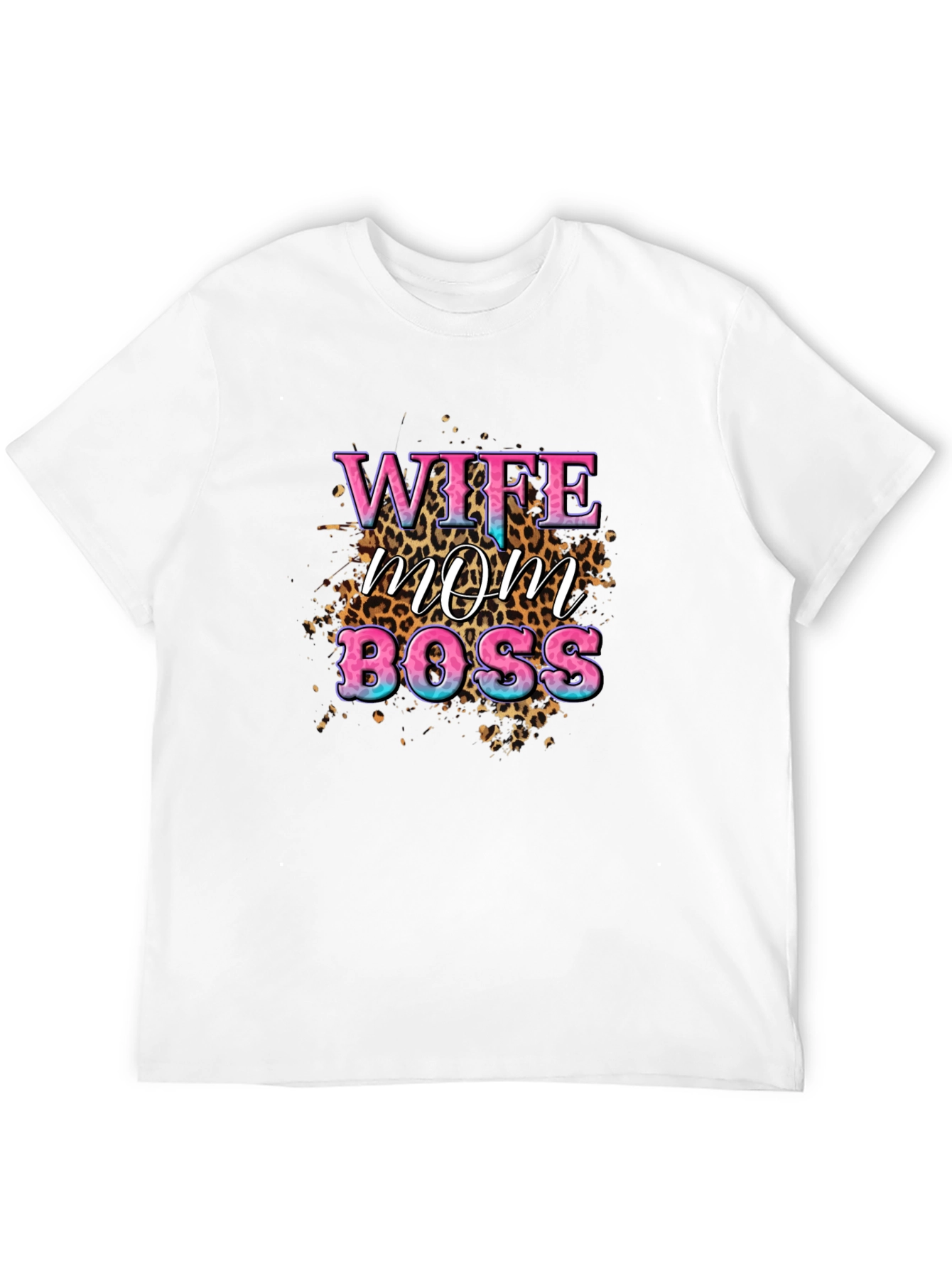 Wife Mom Boss Leopard Print Graphic T-Shirt