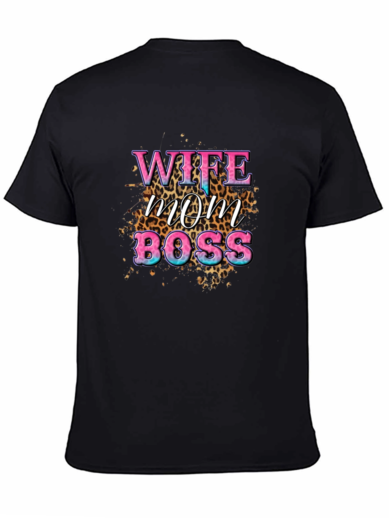 Wife Mom Boss Leopard Print Graphic T-Shirt