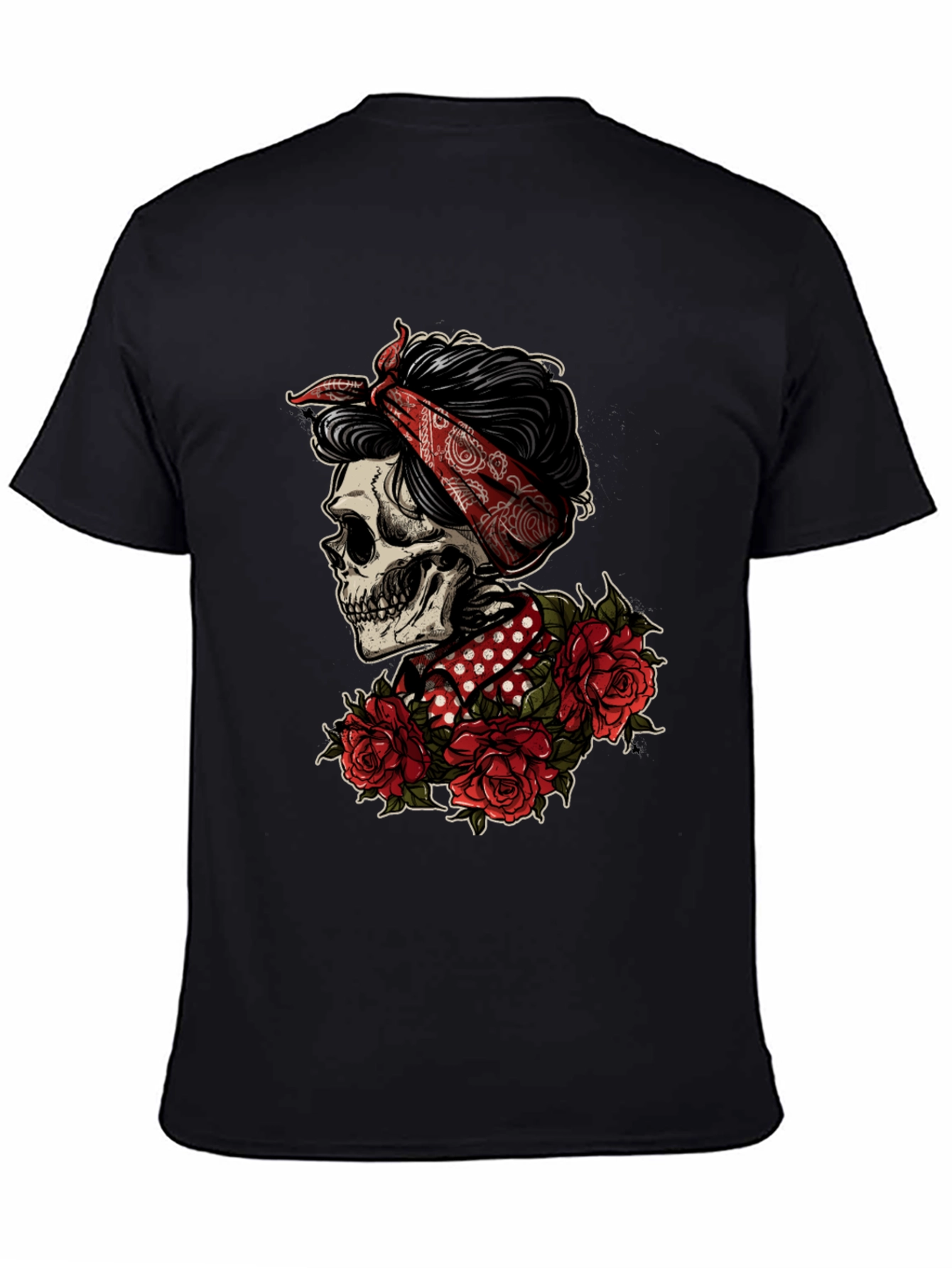 Skull Bandana Graphic T-Shirt - Edgy Style