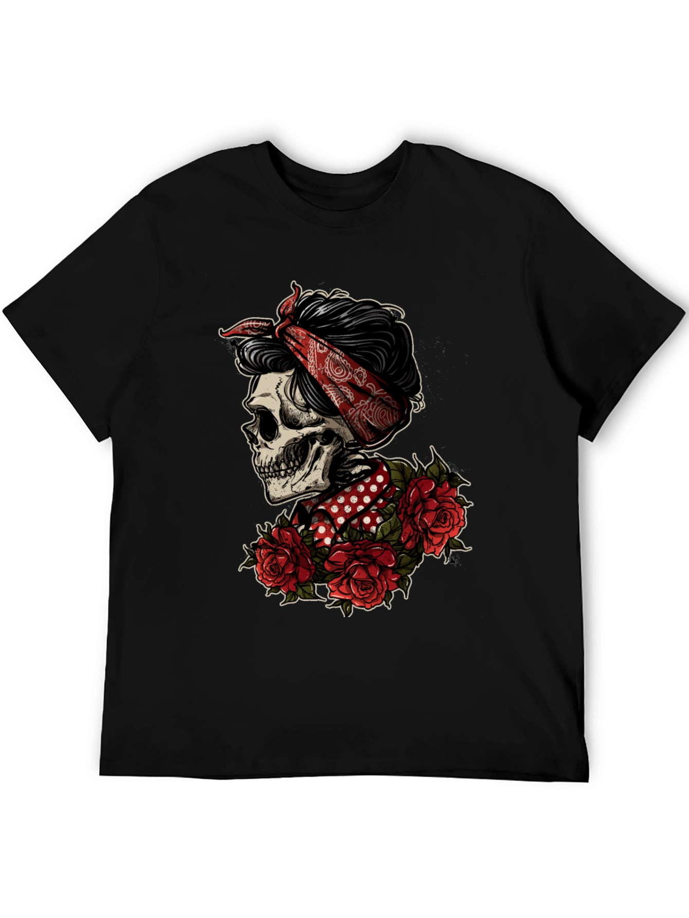 Skull Bandana Graphic T-Shirt - Edgy Style