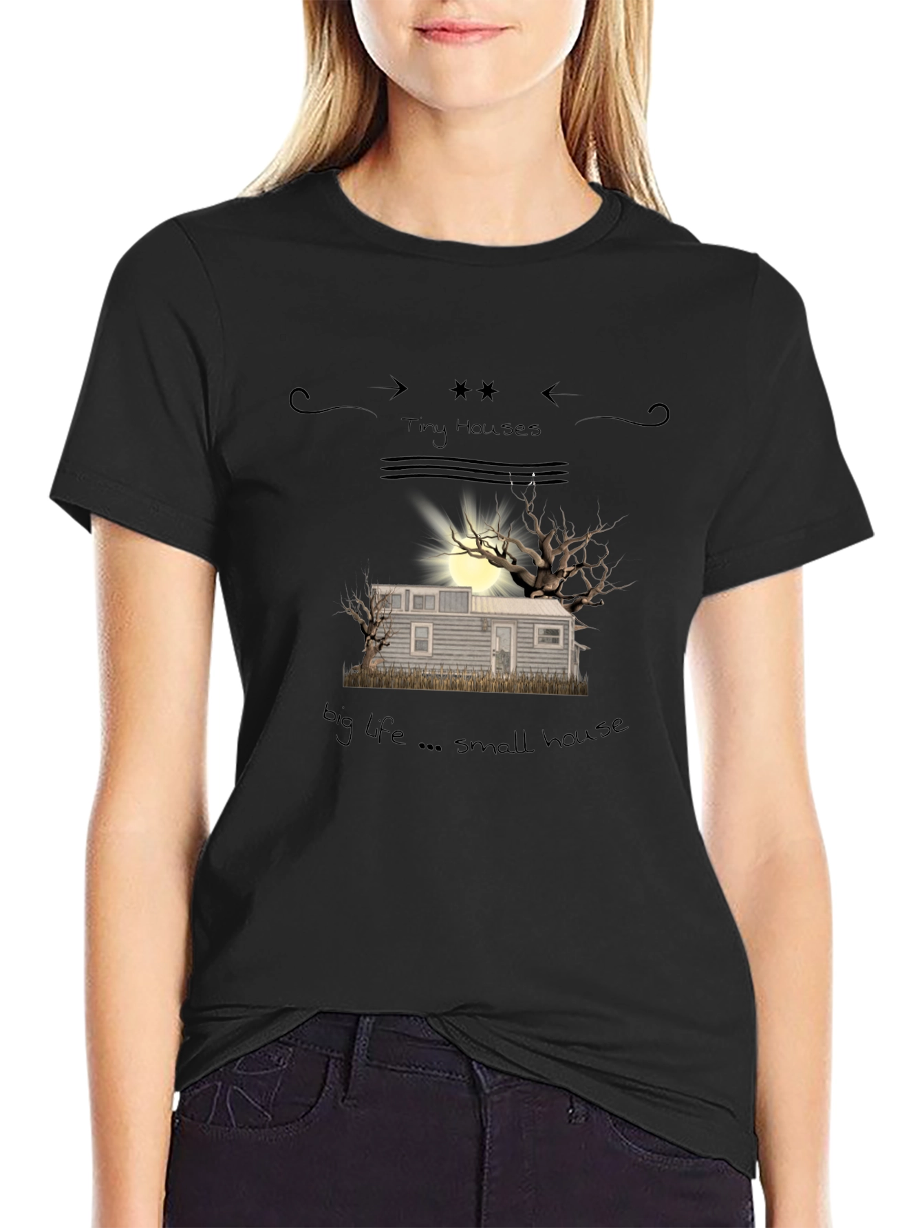 Tiny Houses Big Life Small House Graphic Tee