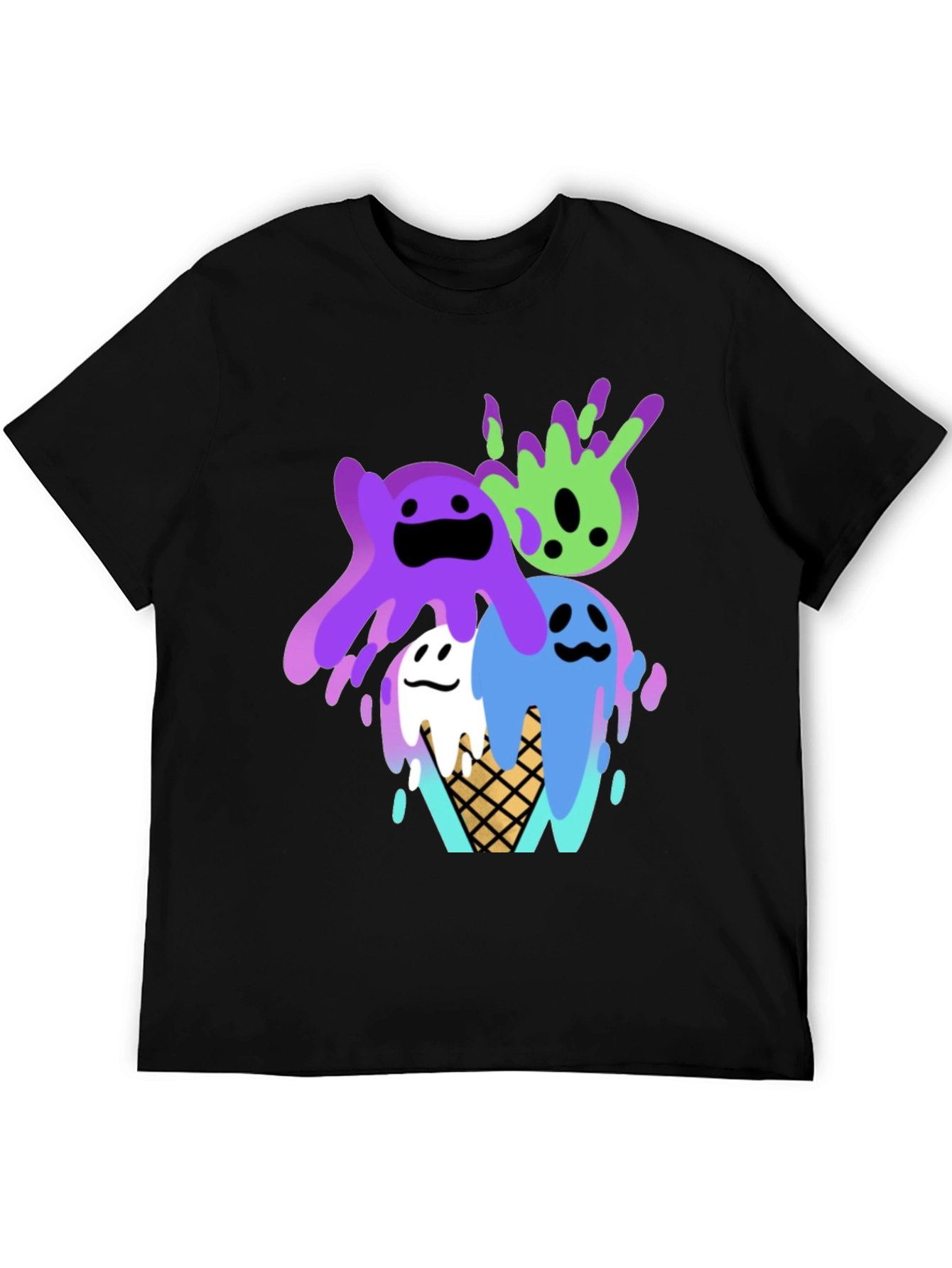 Cute Ice Cream Slime Graphic Tee - Black