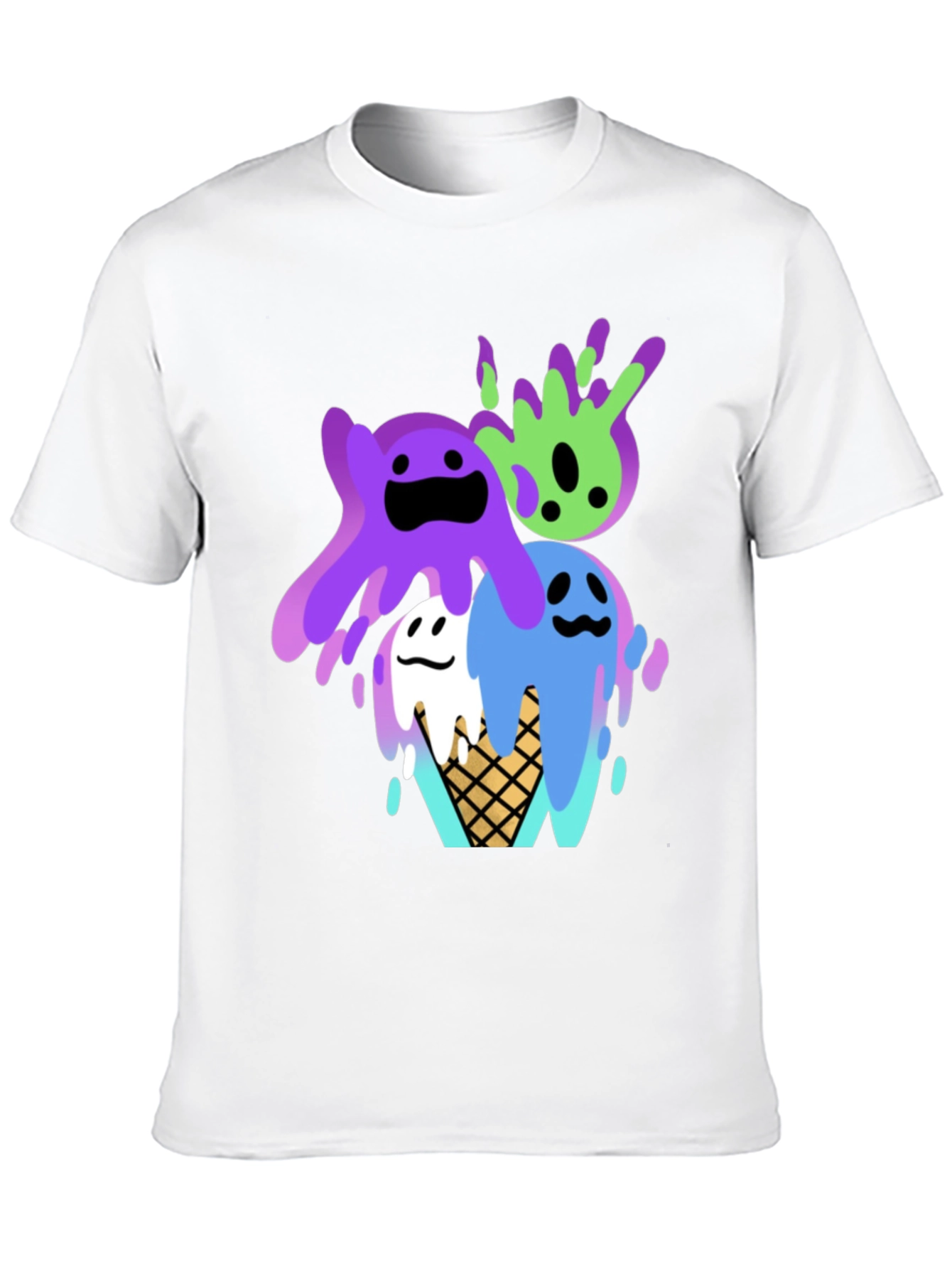 Cute Ice Cream Slime Graphic Tee - Black