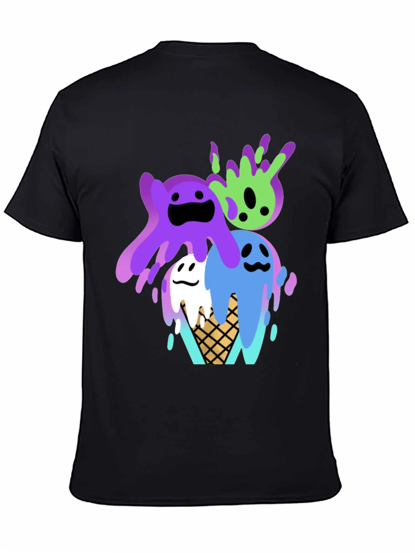 Cute Ice Cream Slime Graphic Tee - Black